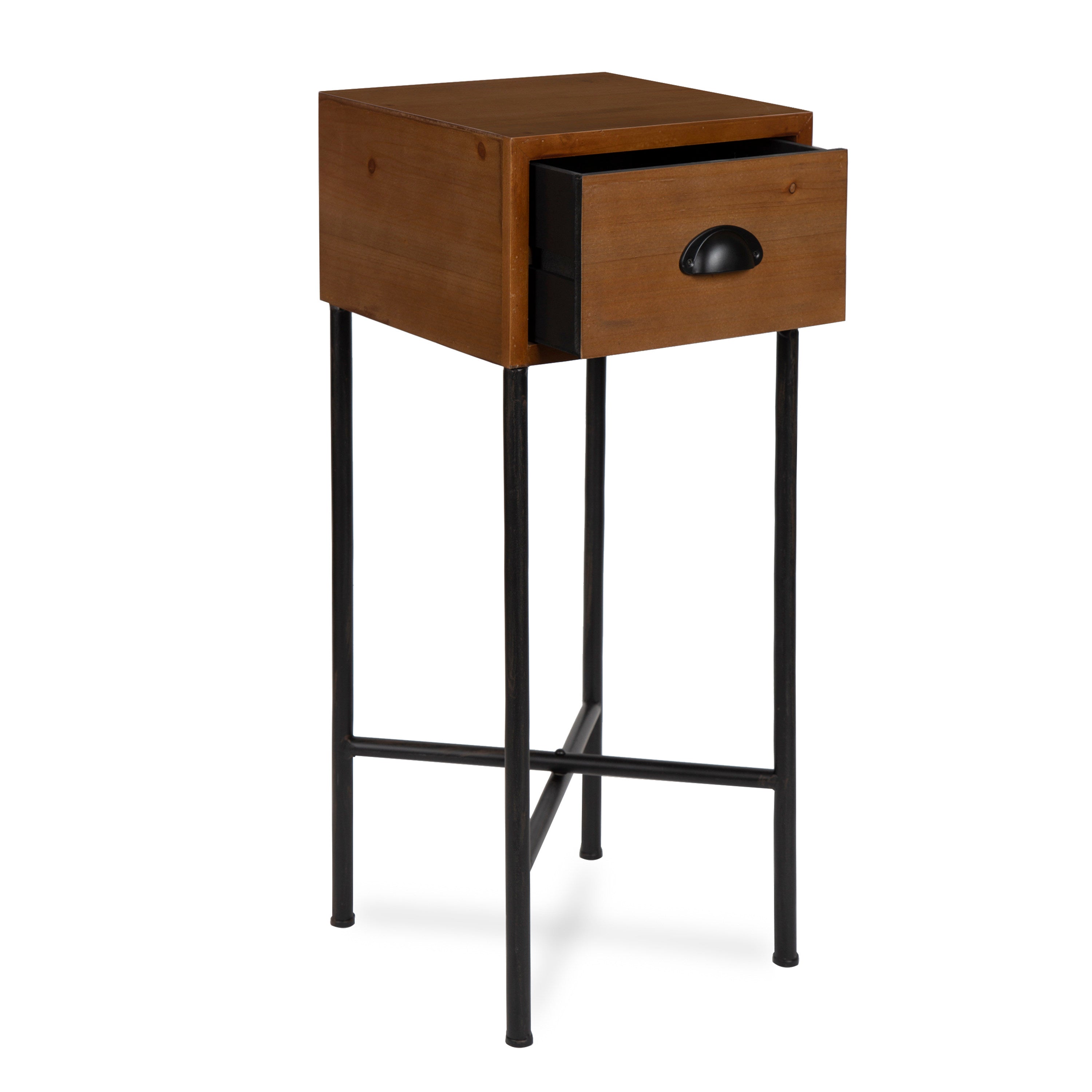 Kate and Laurel Decklyn Wood Side Accent Table with Drawer Rustic