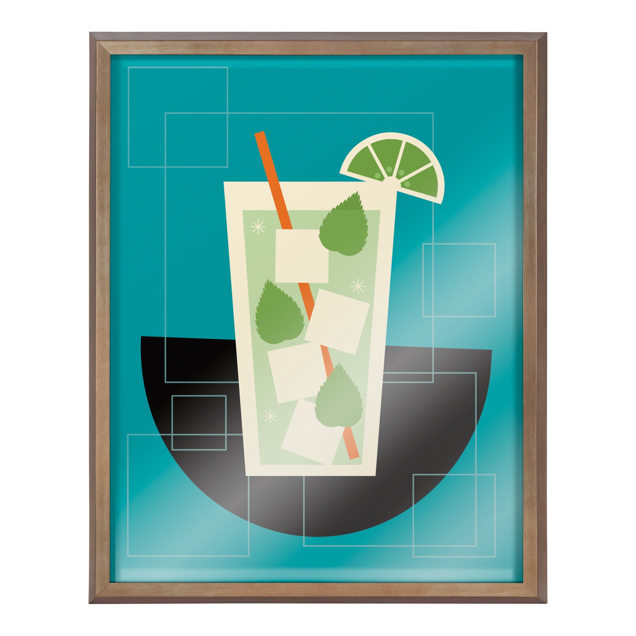 Blake Mojito Framed Printed Glass by Amber Leaders Designs
