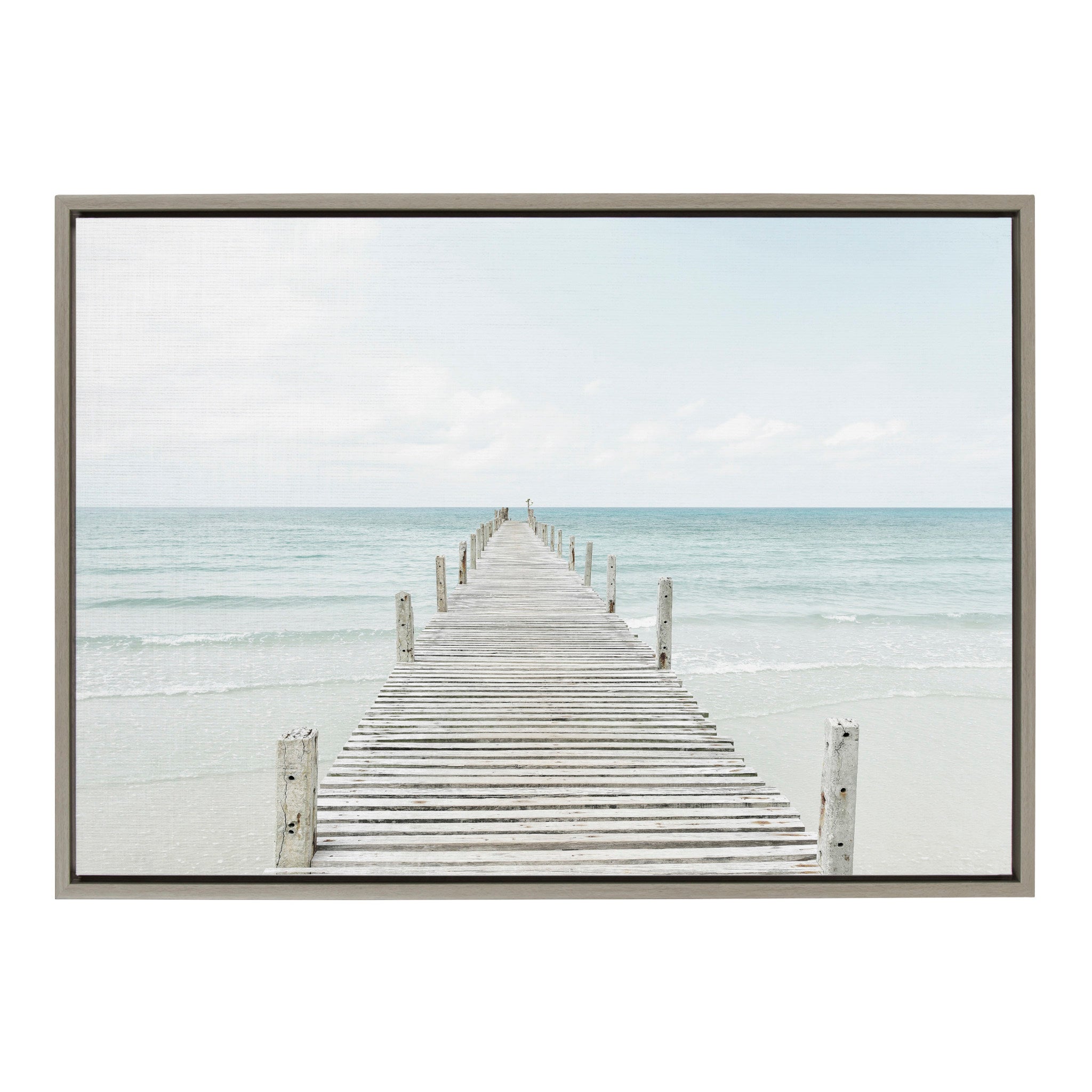 Sylvie Wooden Pier on Beach Framed Canvas by Amy Peterson Art Studio