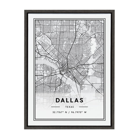 Sylvie Dallas Modern Map Framed Canvas by Jake Goossen