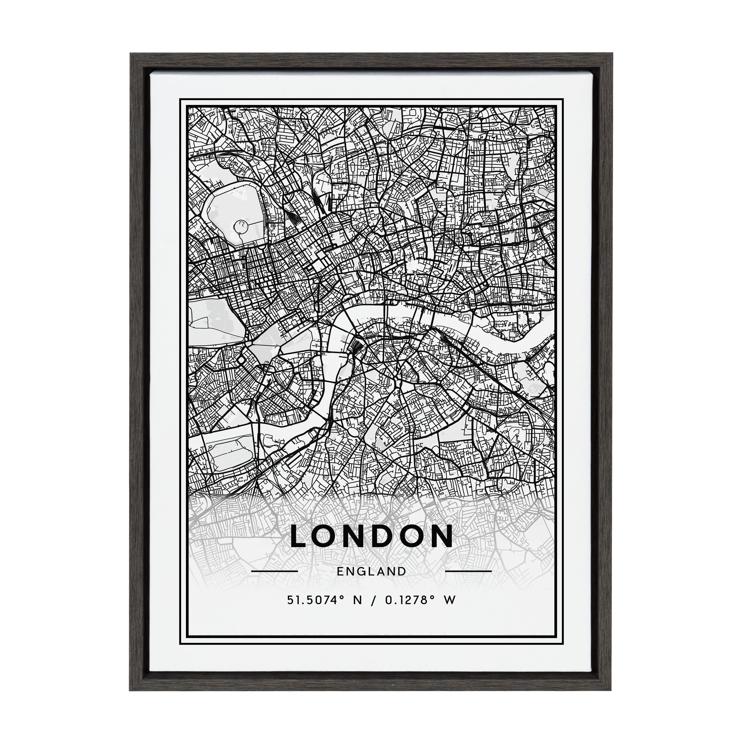 Sylvie London Modern Map Framed Canvas by Jake Goossen