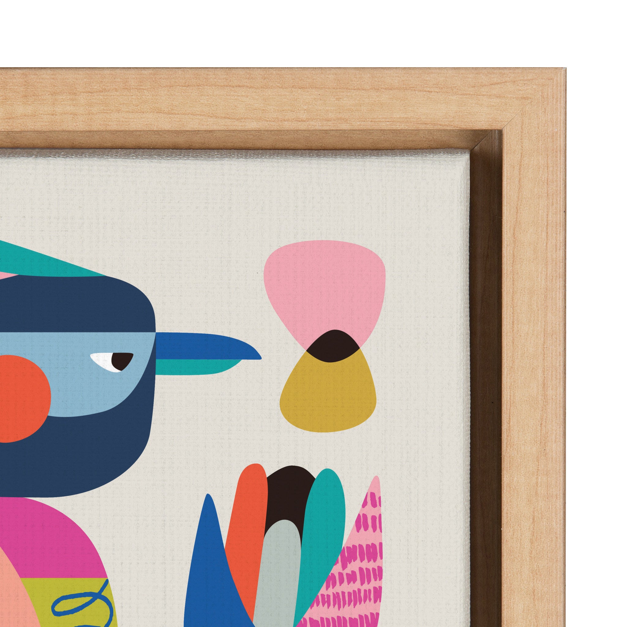 Sylvie Mid Century Modern Kookaburra Framed Canvas by Rachel Lee of My Dream Wall