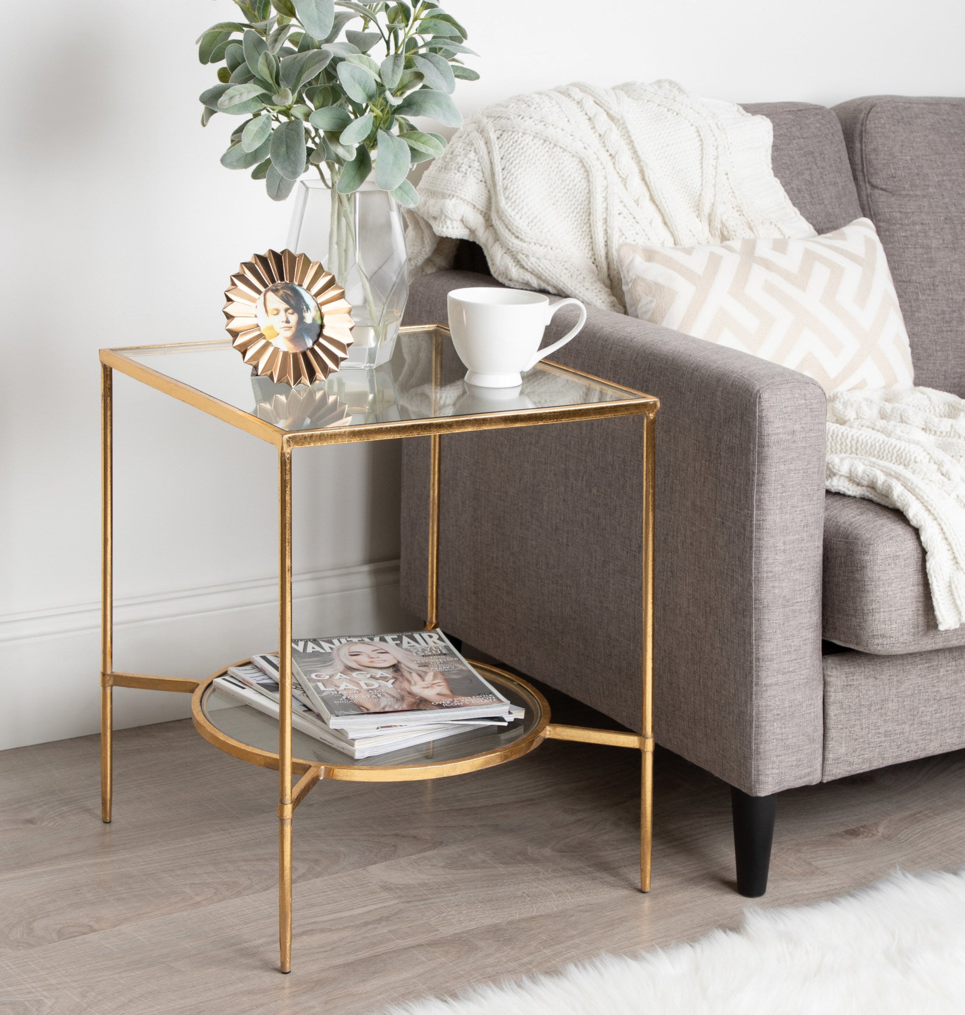 Side Table, Contemporary, Gold