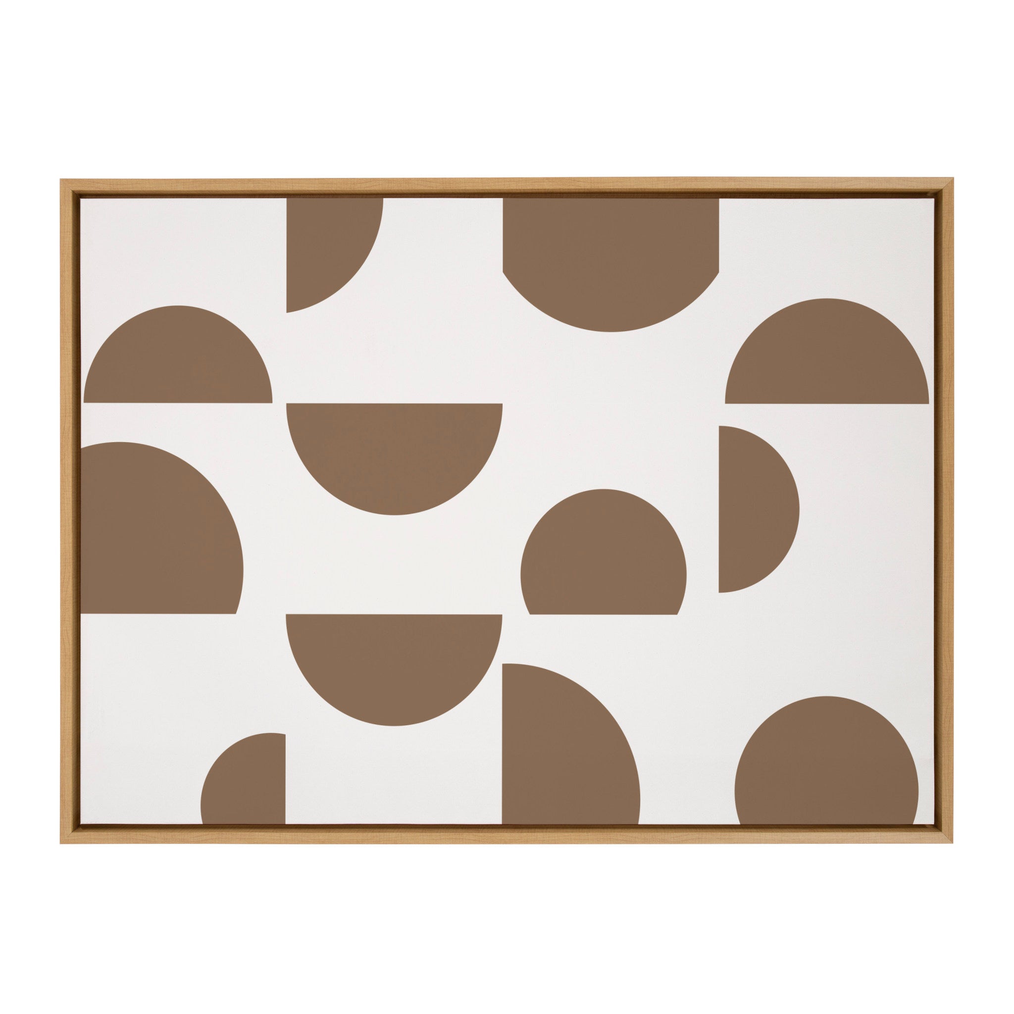 Sylvie Geo Circles Abstract Mushroom Brown Framed Canvas by The Creative Bunch Studio