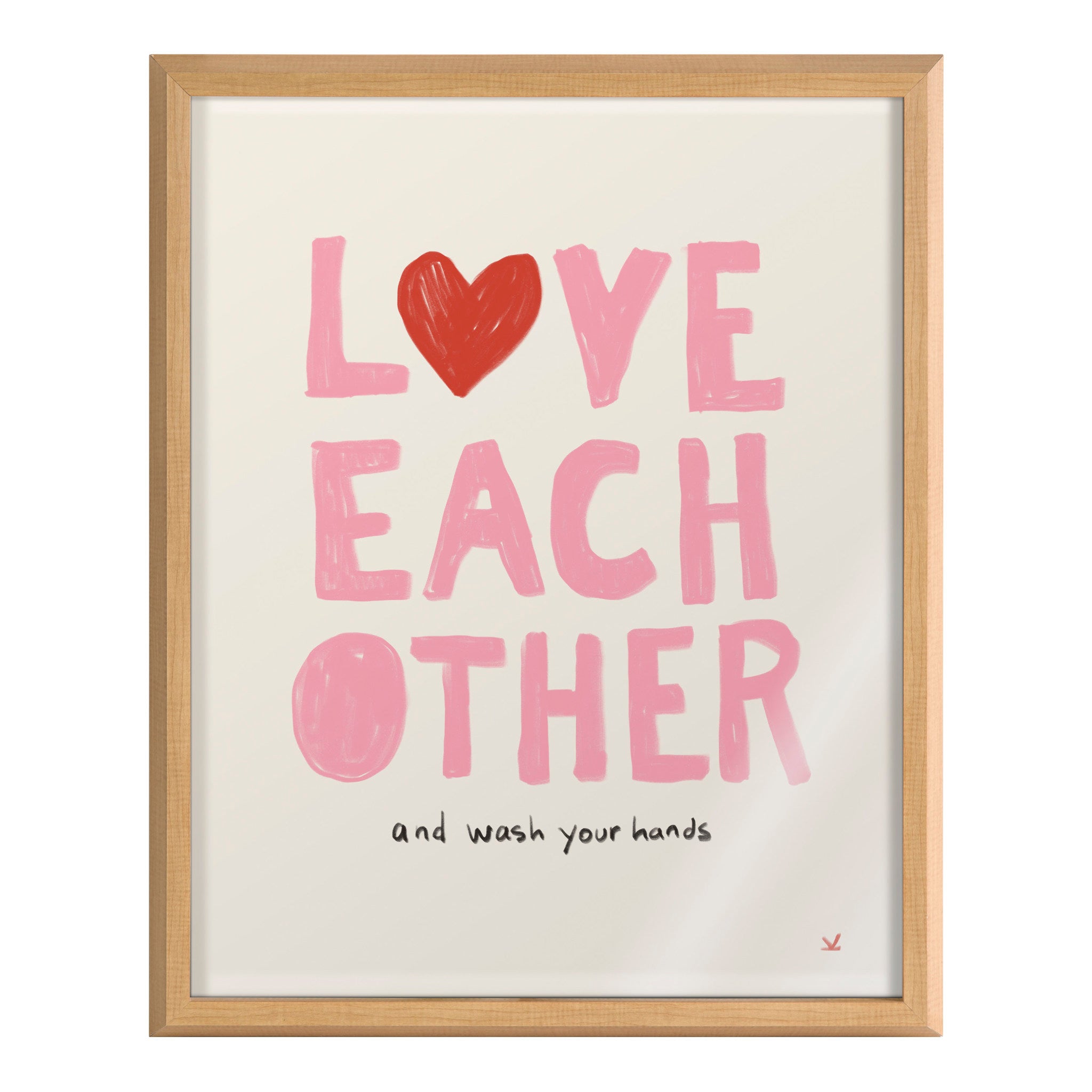 Blake Love Each Other Framed Printed Glass by Kelly Knaga
