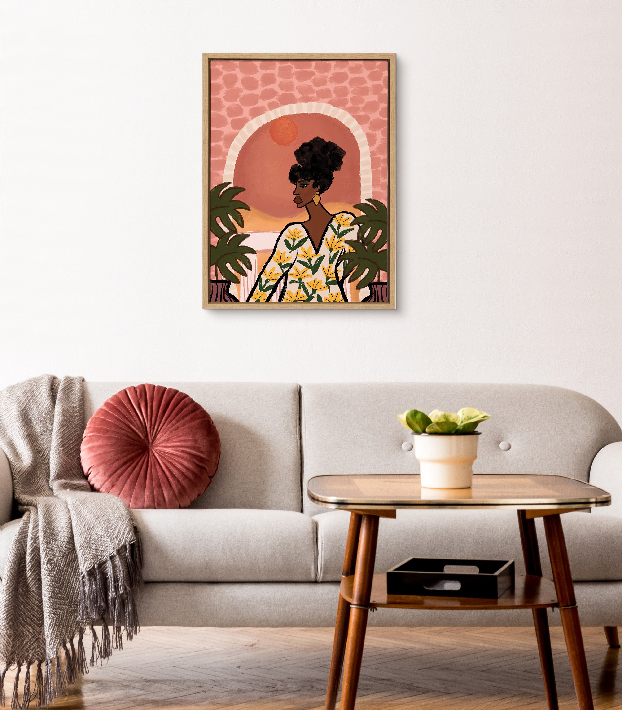 Sylvie Desert Wanderer Lady Framed Canvas by Kendra Dandy of Bouffants and Broken Hearts