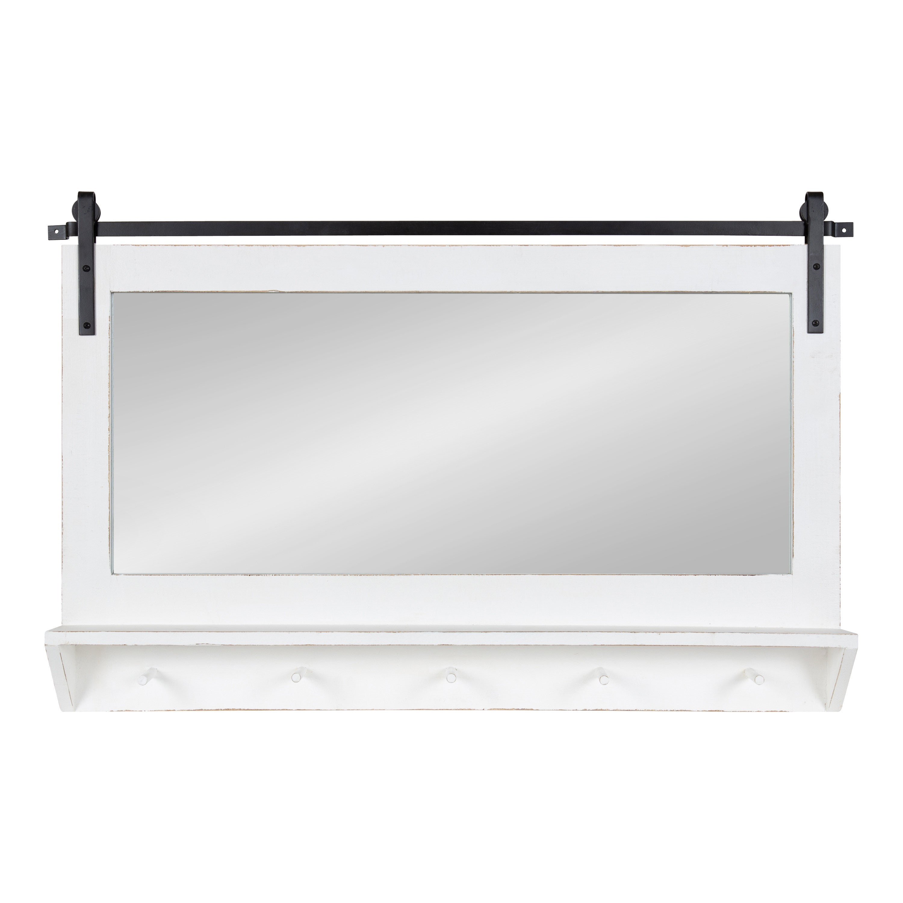 Cates Framed Wall Mirror with Shelf and Hooks