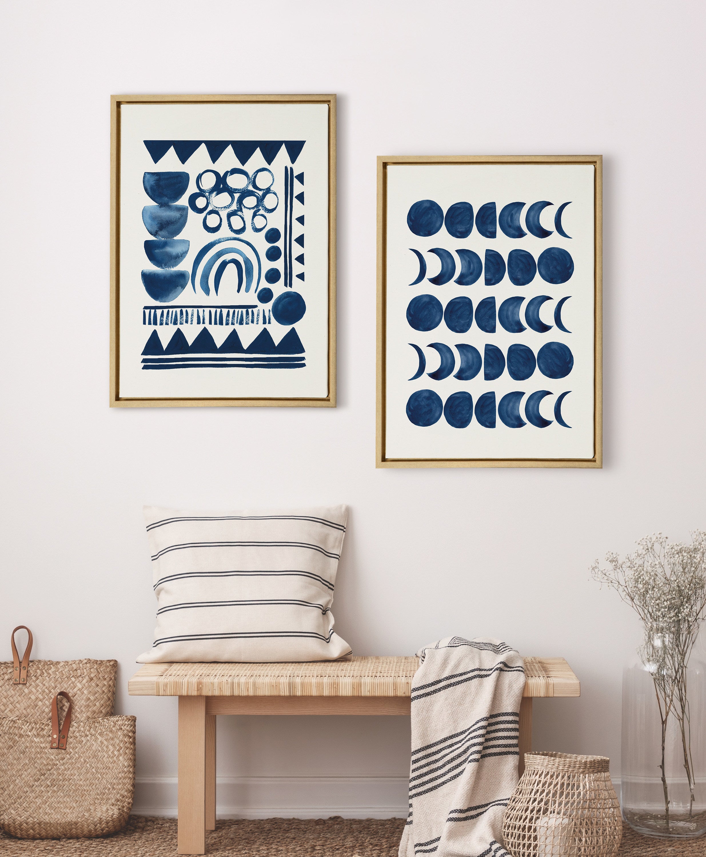 Sylvie 858 Indigo Abstract Framed Canvas by Teju Reval