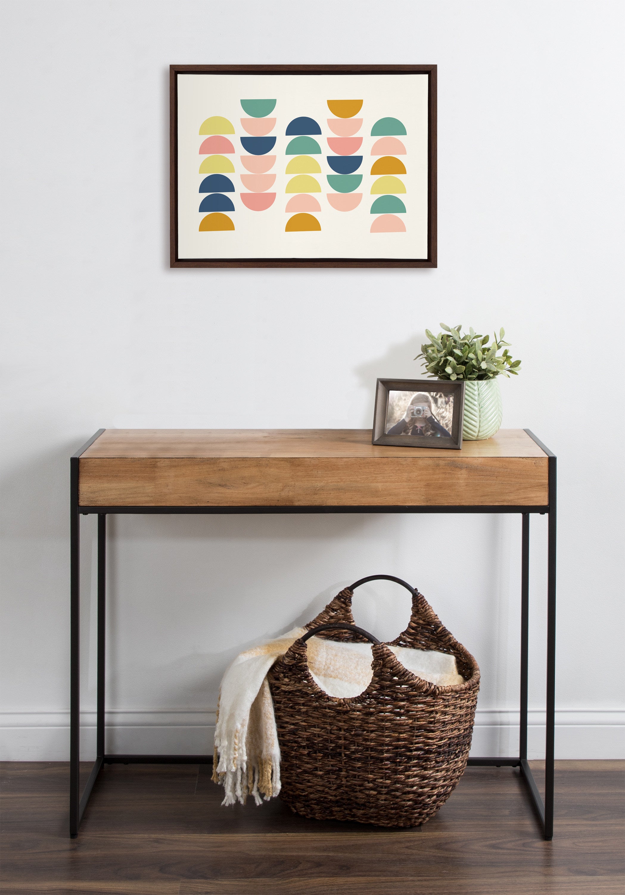 Sylvie Simple Shapes in Soft Colors Framed Canvas by Apricot and Birch