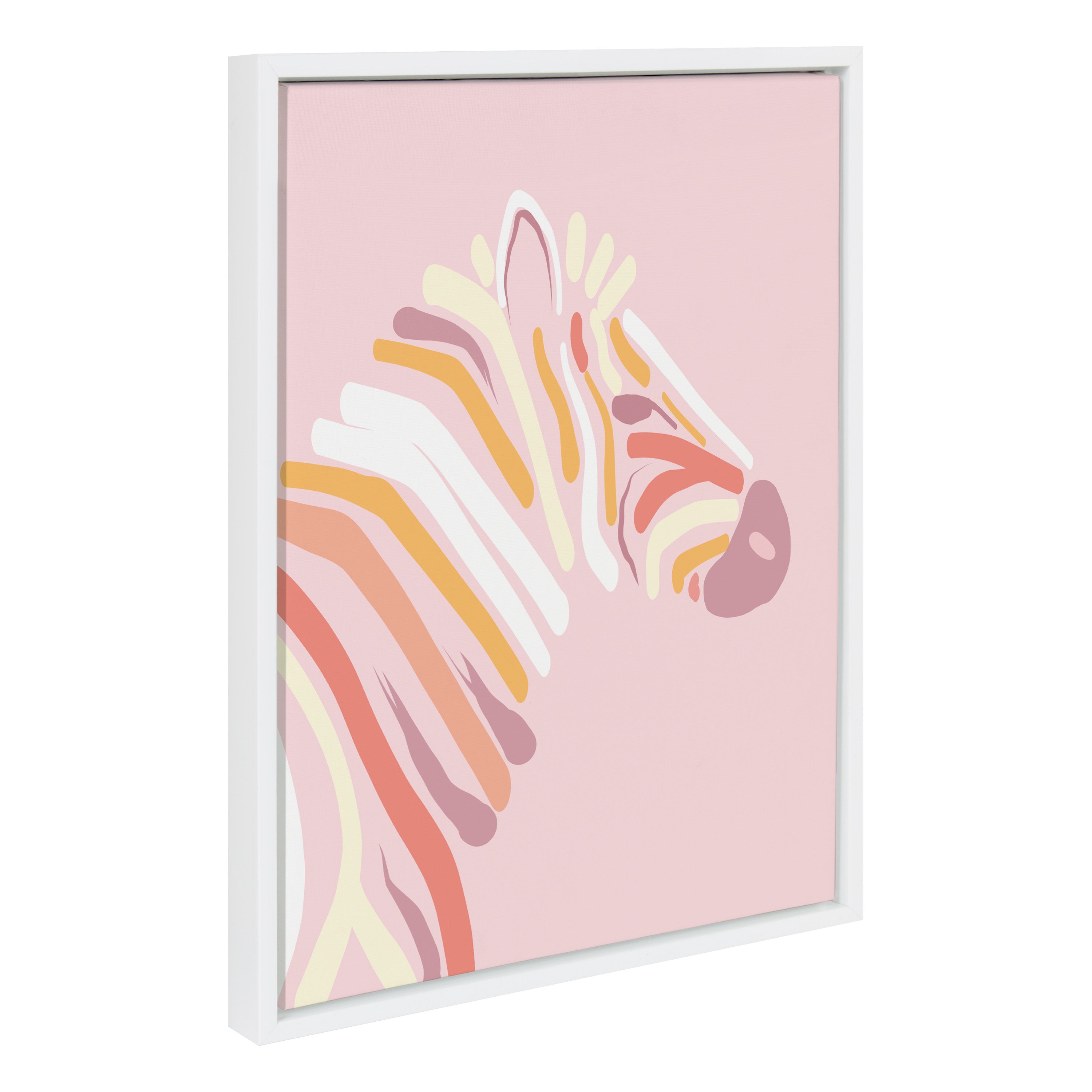 Sylvie Pink Zebra Framed Canvas by Dominique Vari