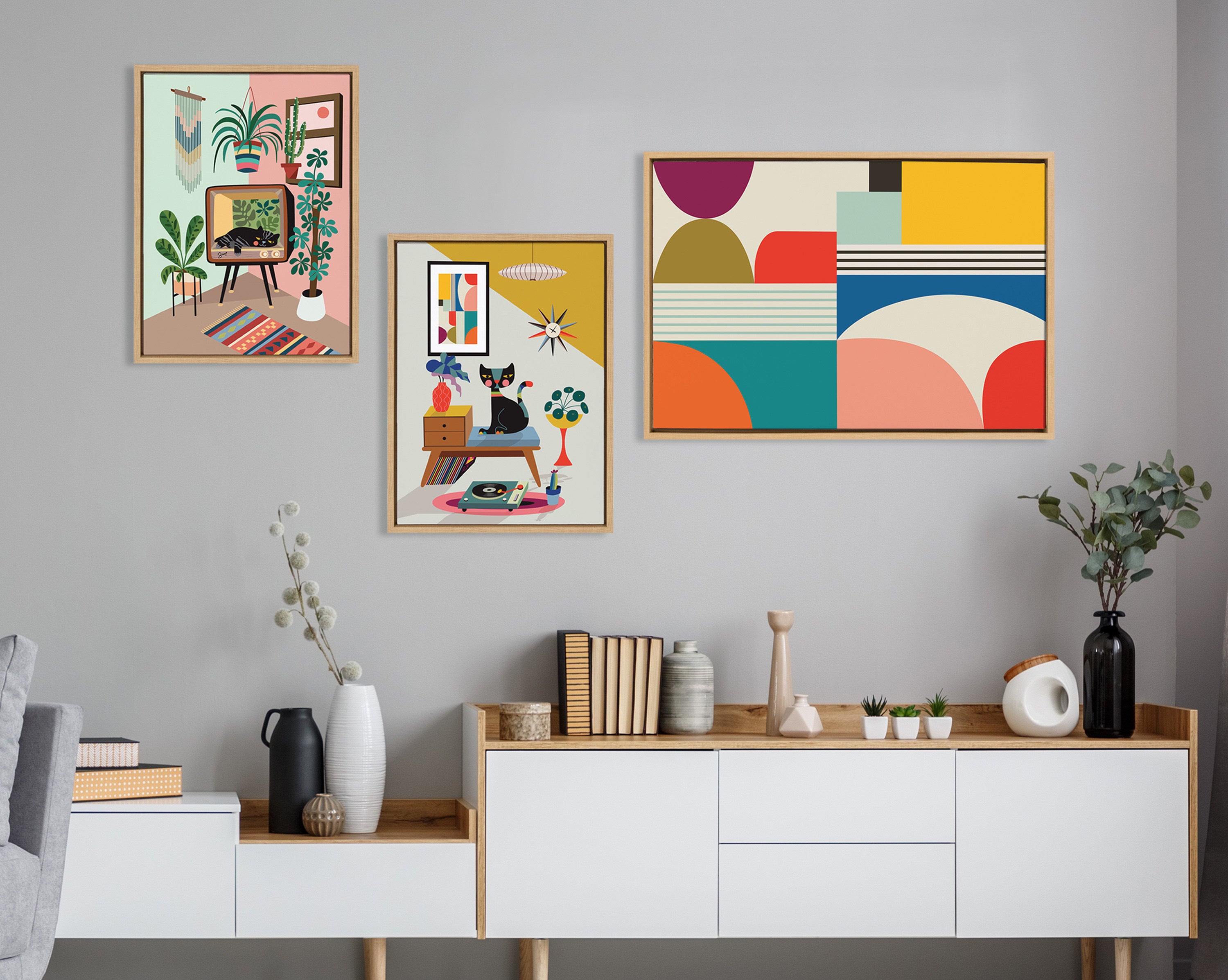Sylvie TV Cat Bed Framed Canvas by Rachel Lee of My Dream Wall