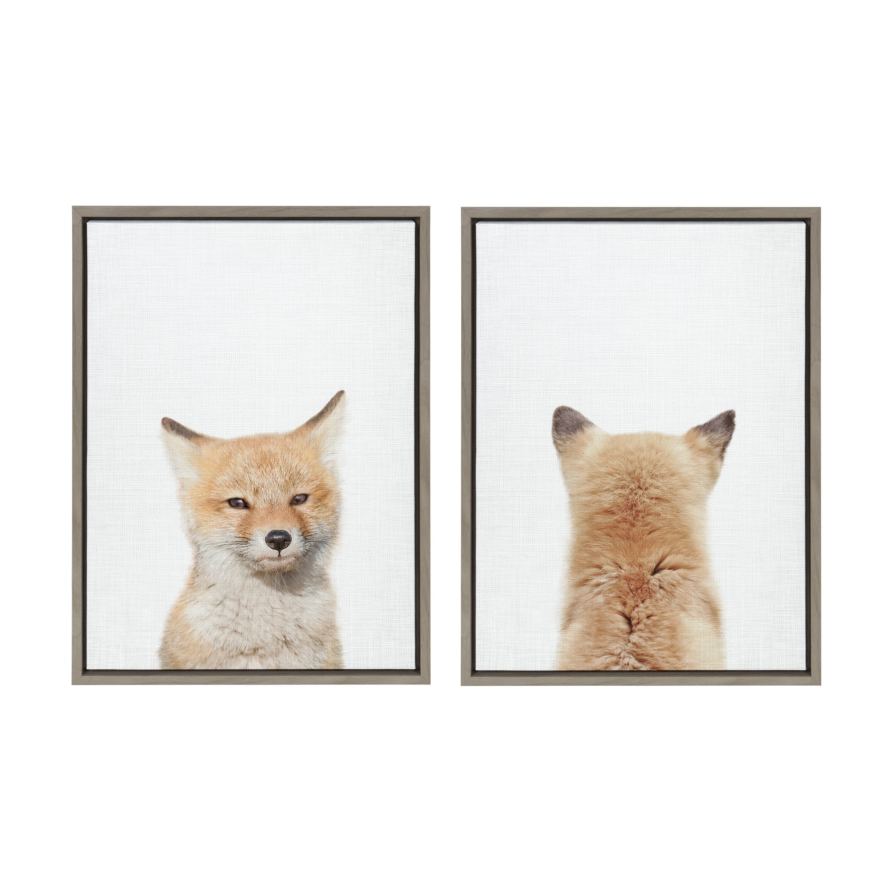 Sylvie Baby Fox Front and  Back Framed Canvas by Amy Peterson Art Studio