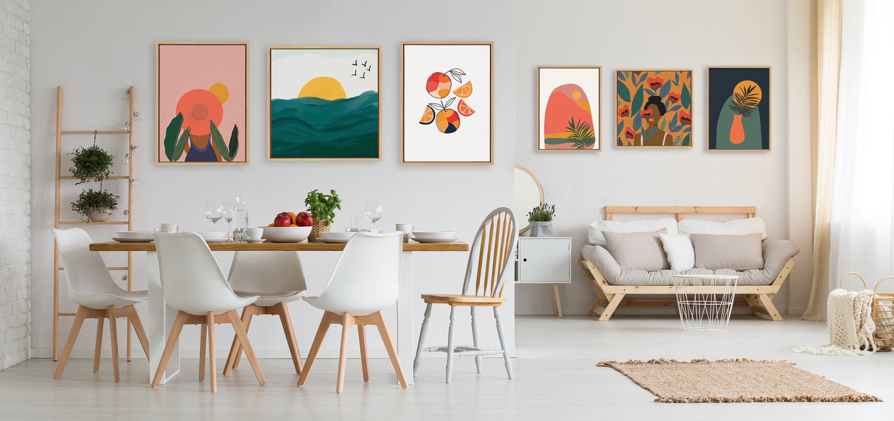 Sylvie Tropical Vase Framed Canvas by Oris Eddu