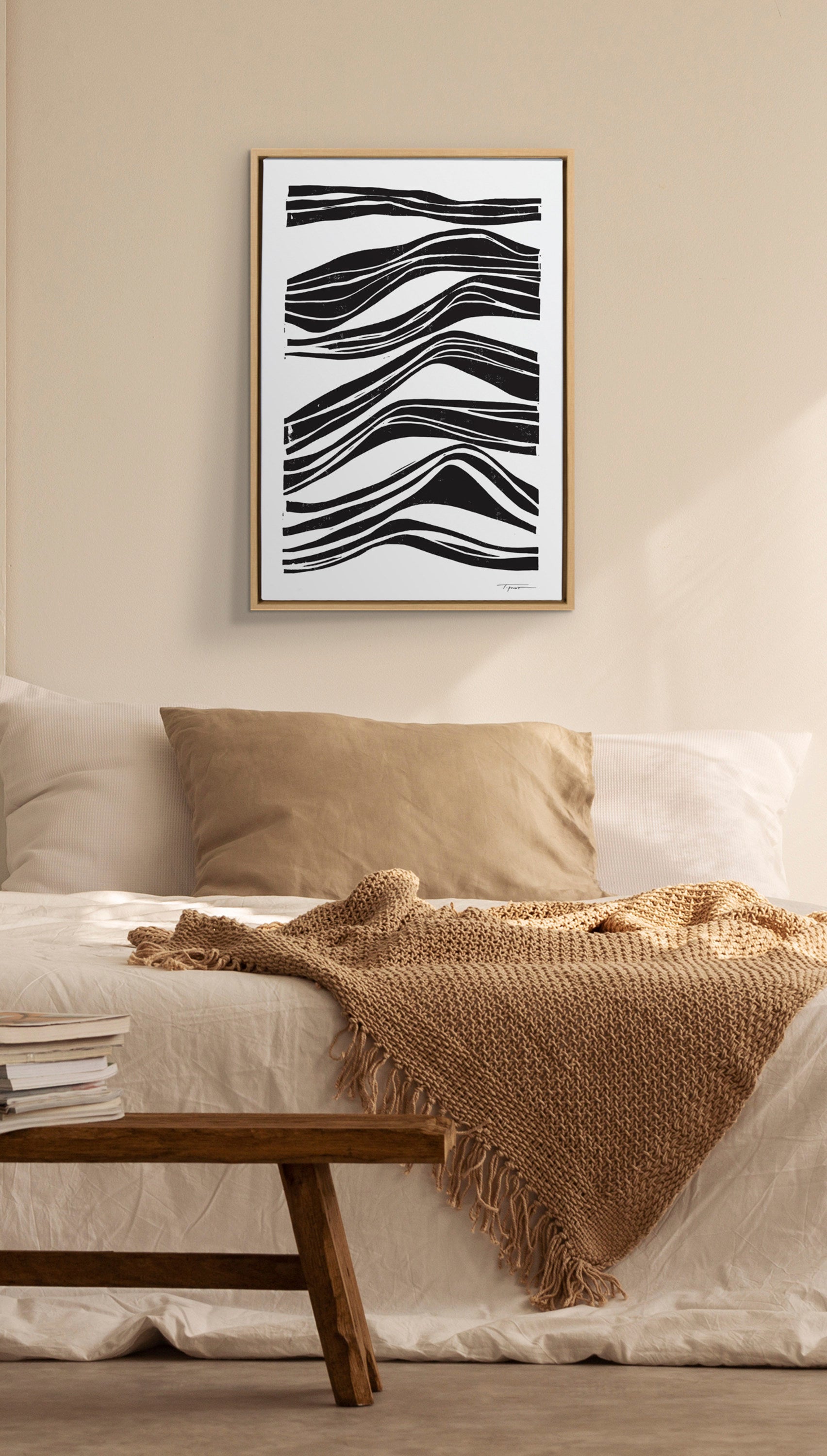 Sylvie Abstract Waves Framed Canvas by Statement Goods