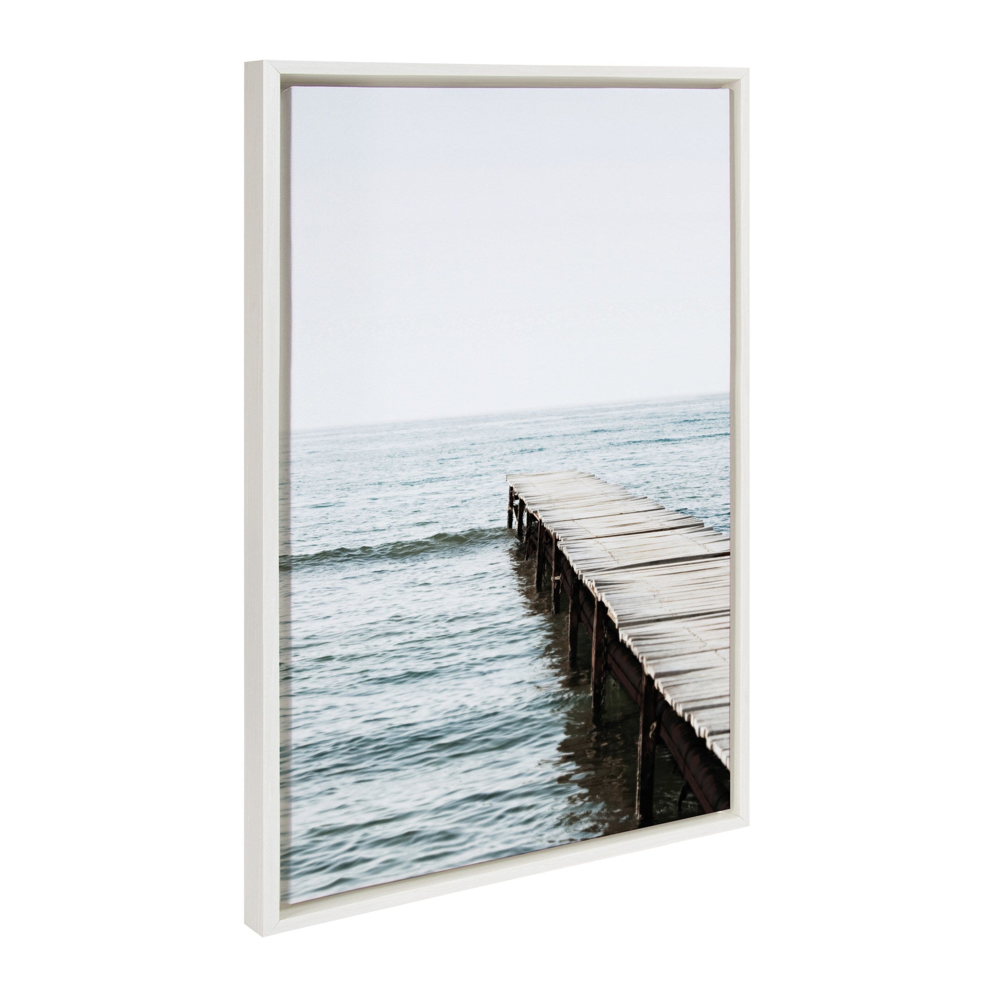 Sylvie White Lake Pier Framed Canvas by Amy Peterson