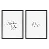 Sylvie Wake Up and Nope Framed Canvas Set by The Creative Bunch Studio