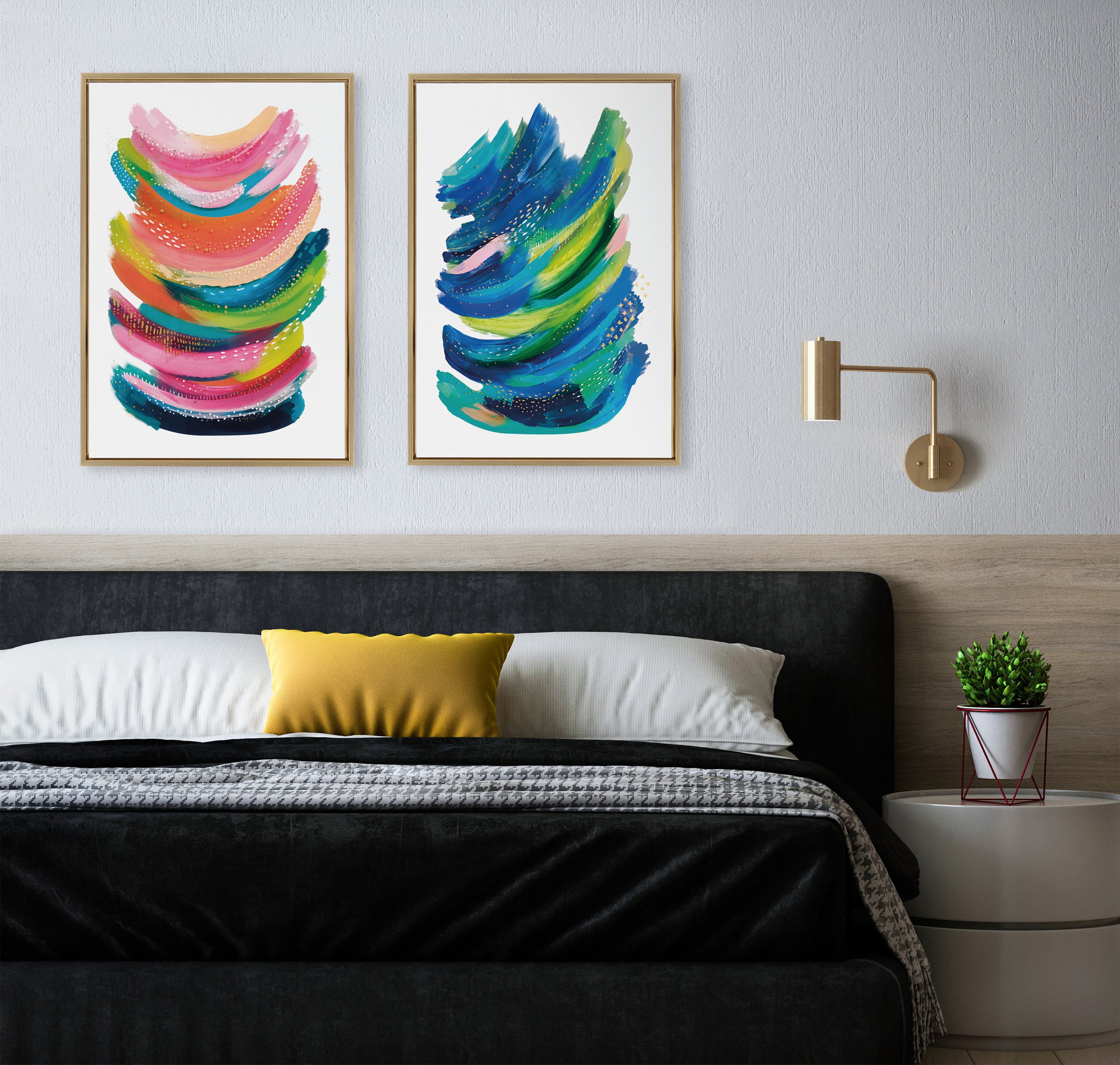 Sylvie Bright Abstract 2 Framed Canvas by Jessi Raulet of Ettavee
