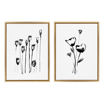 Sylvie Wildflowers and Seed Pods Framed Canvas Set by Teju Reval of SnazzyHues