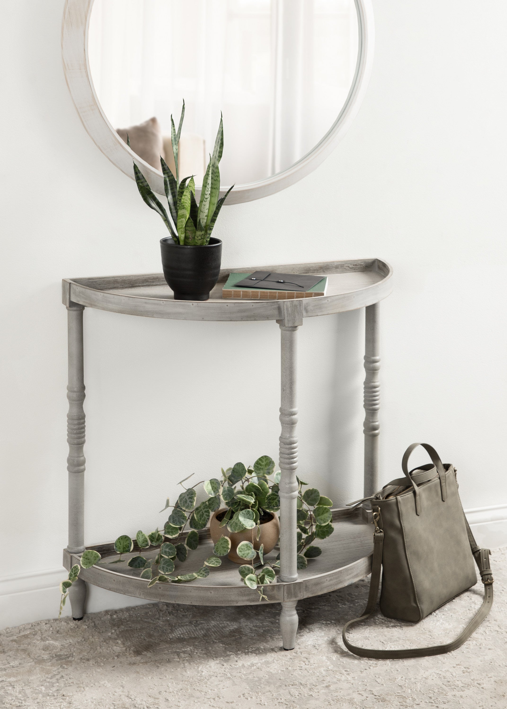 Bellport Wood Console Table with Shelf