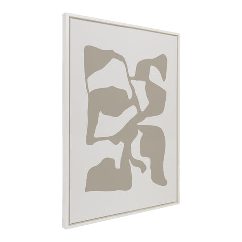 Sylvie Distorted Shapes of Tan and White Framed Canvas by The Creative Bunch Studio