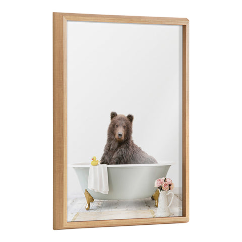 Blake Bear Cottage Bathroom Framed Printed Glass by Amy Peterson Art Studio