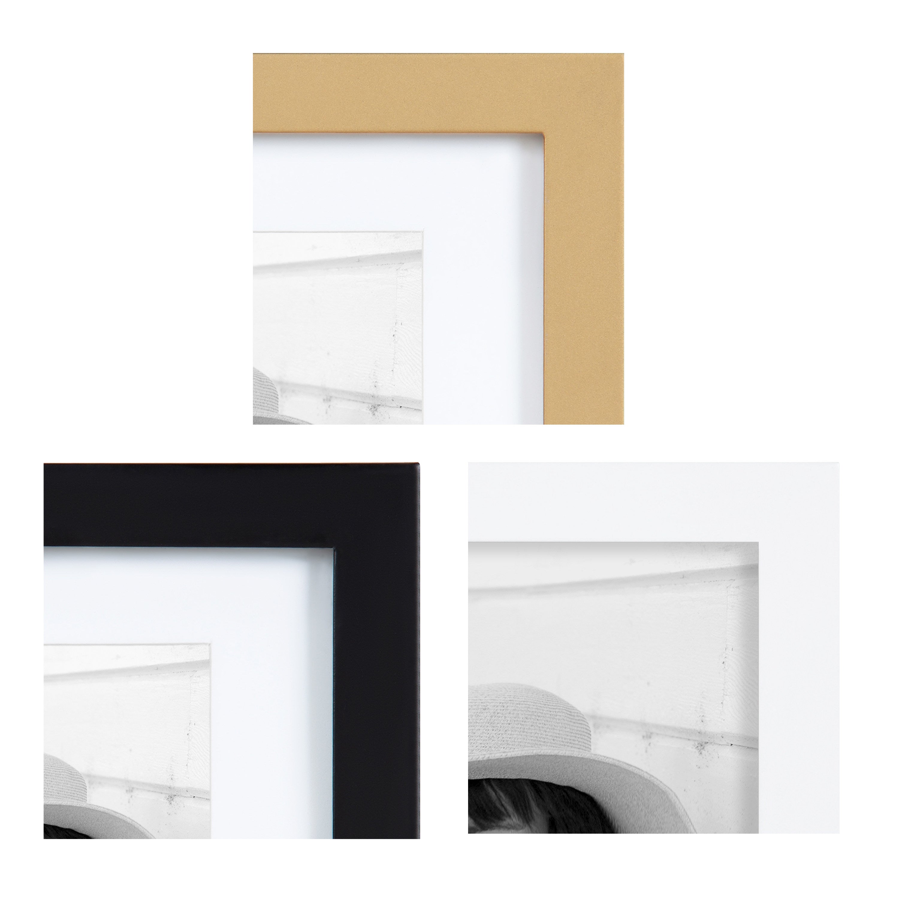 Kate and Laurel Calter Modern Wall Picture Frame Set, White 16x20 matted to  8x10, Pack of 3, Portrait Photo Frames for Wall Display