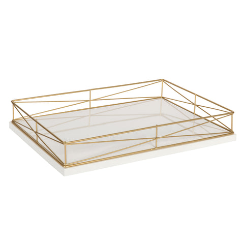 Mendel Rectangle Tray with Decorative Metal Rim