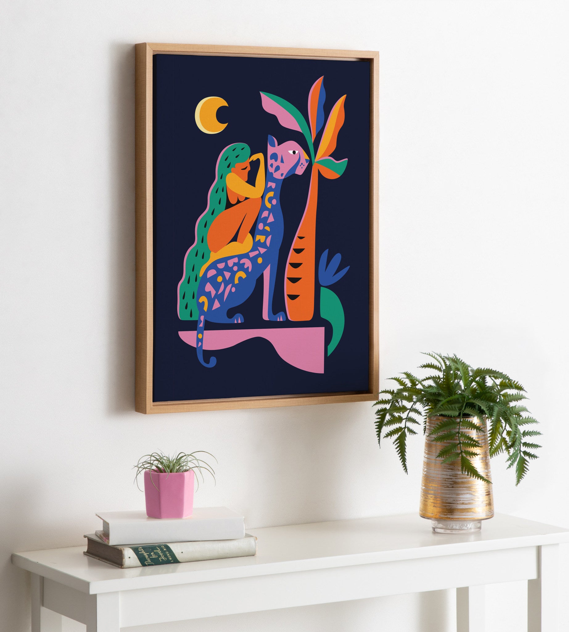 Sylvie Girl On Cheetah Framed Canvas By Rachel Lee of My Dream Wall