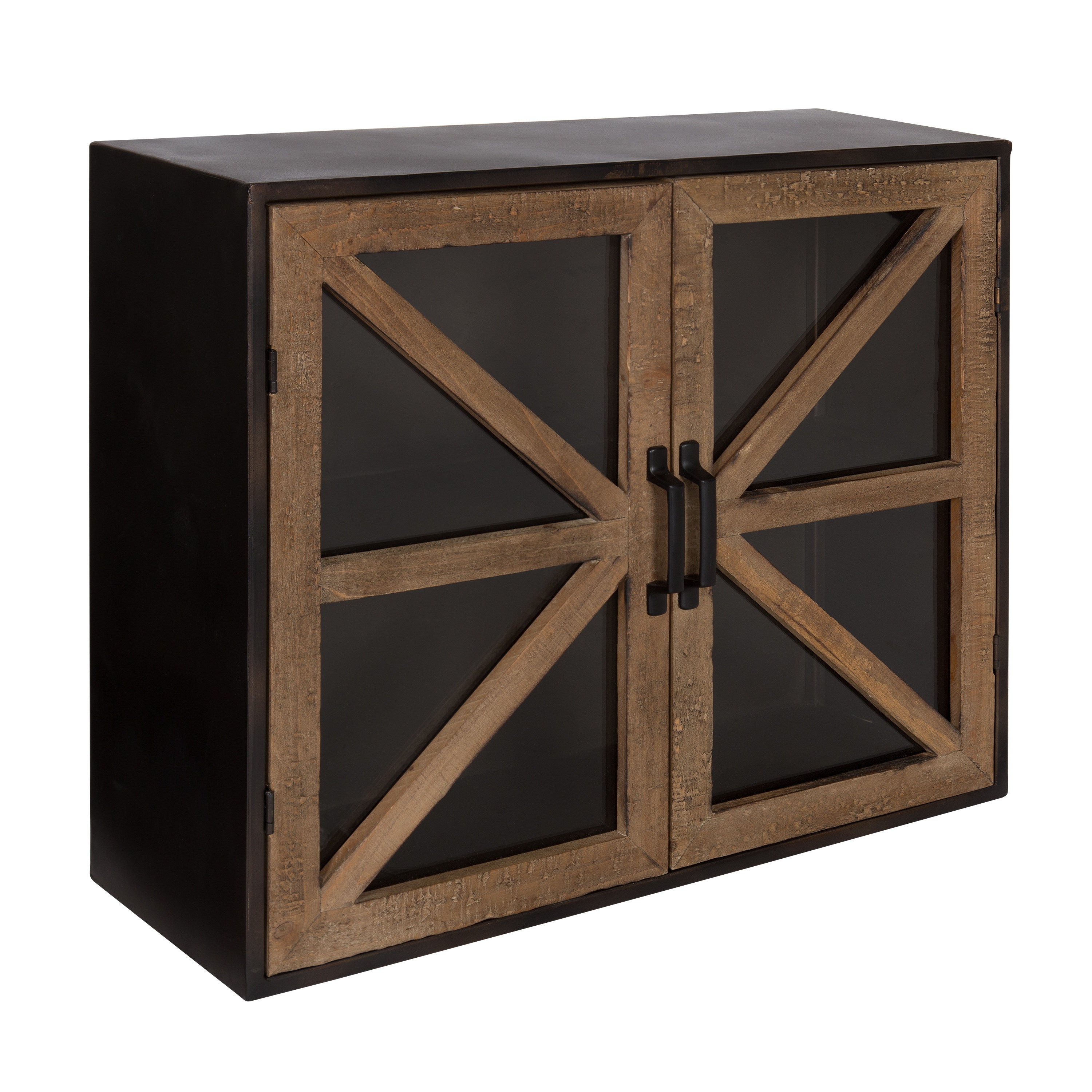 Mace Decorative Wall Mounted Rustic Wood and Metal 2-Door Cabinet