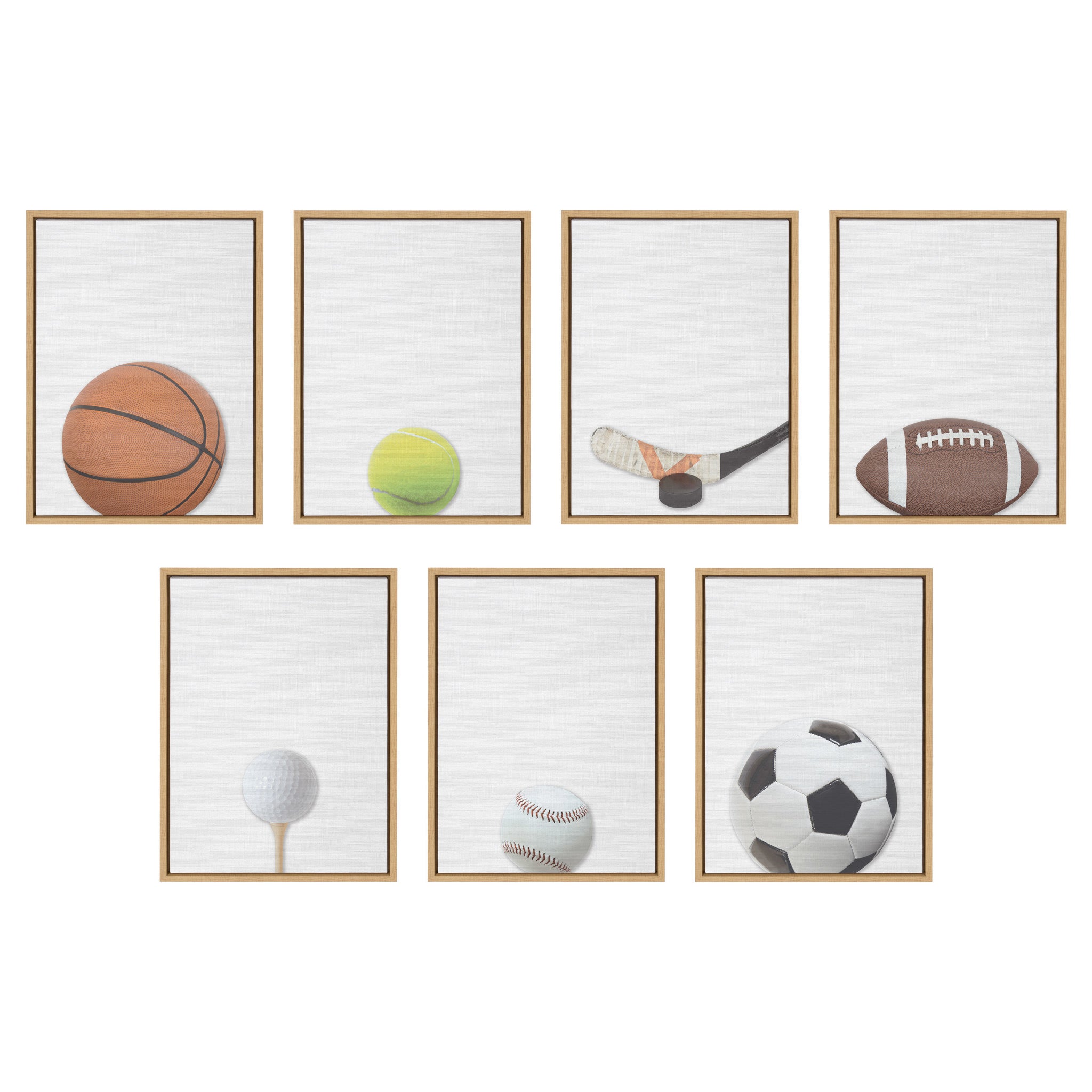 Sylvie Color Golf Ball Portrait Framed Canvas, Natural 18x24
