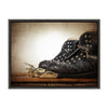 Sylvie Vintage Ski Boots Framed Canvas by Shawn St. Peter