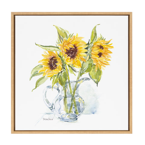 Sylvie 3 Sunflowers in a Pitcher Framed Canvas by Patricia Shaw