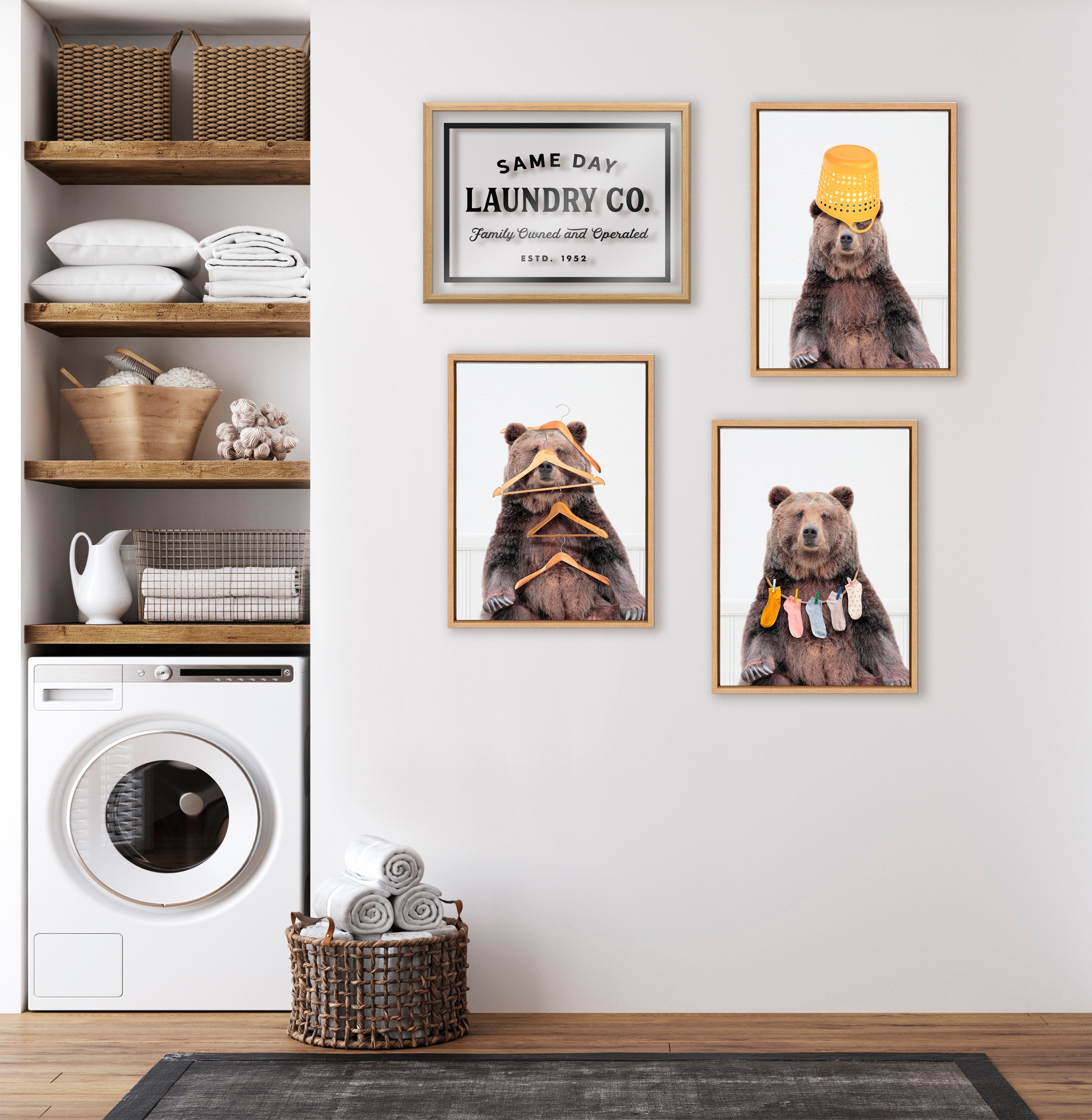 Sylvie Lets Hang Out Bear Framed Canvas by Amy Peterson Art Studio