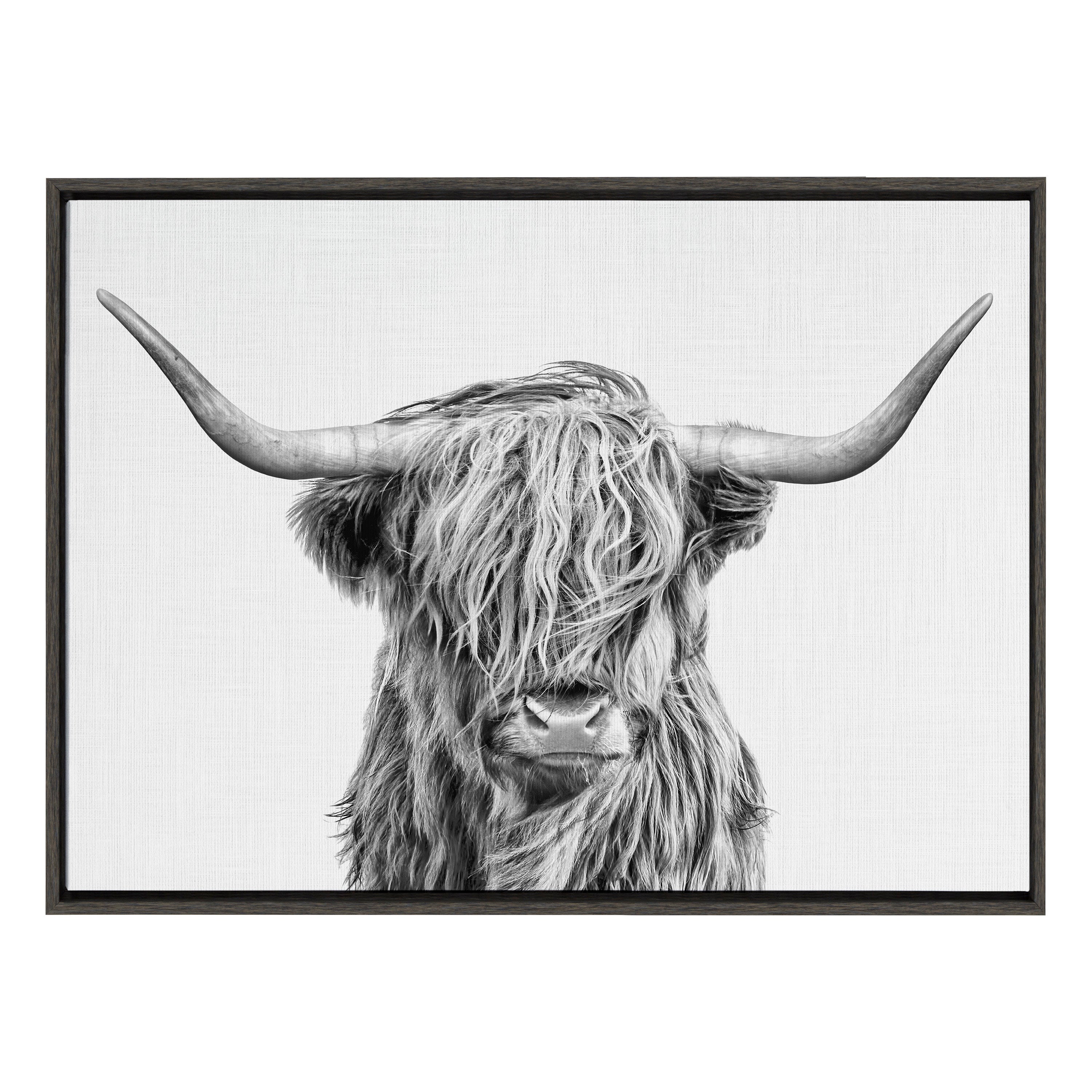 Sylvie Highland Cow 2 Framed Canvas by Simon Te of Tai Prints