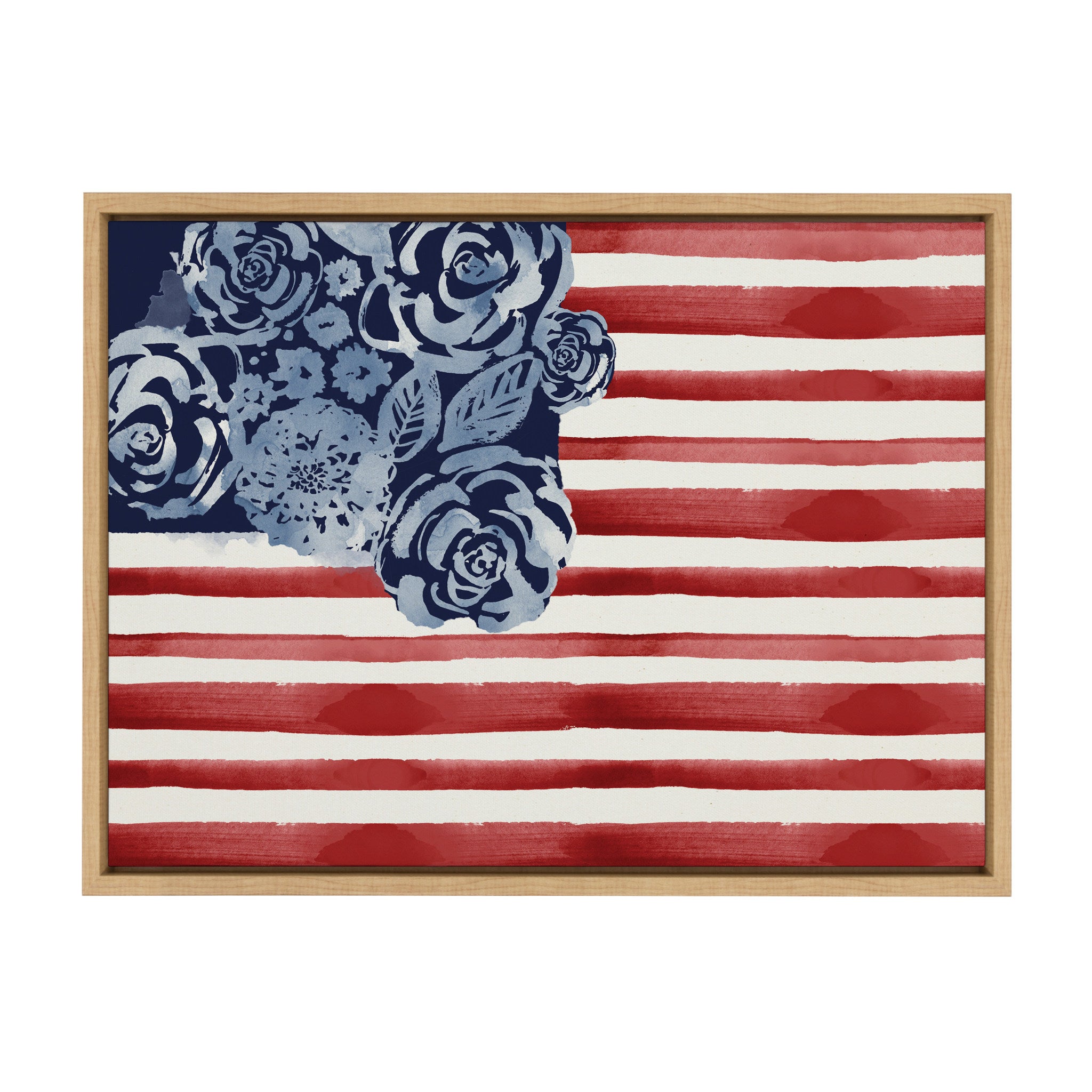 Sylvie Floral Flag Framed Canvas by Sara Berrenson