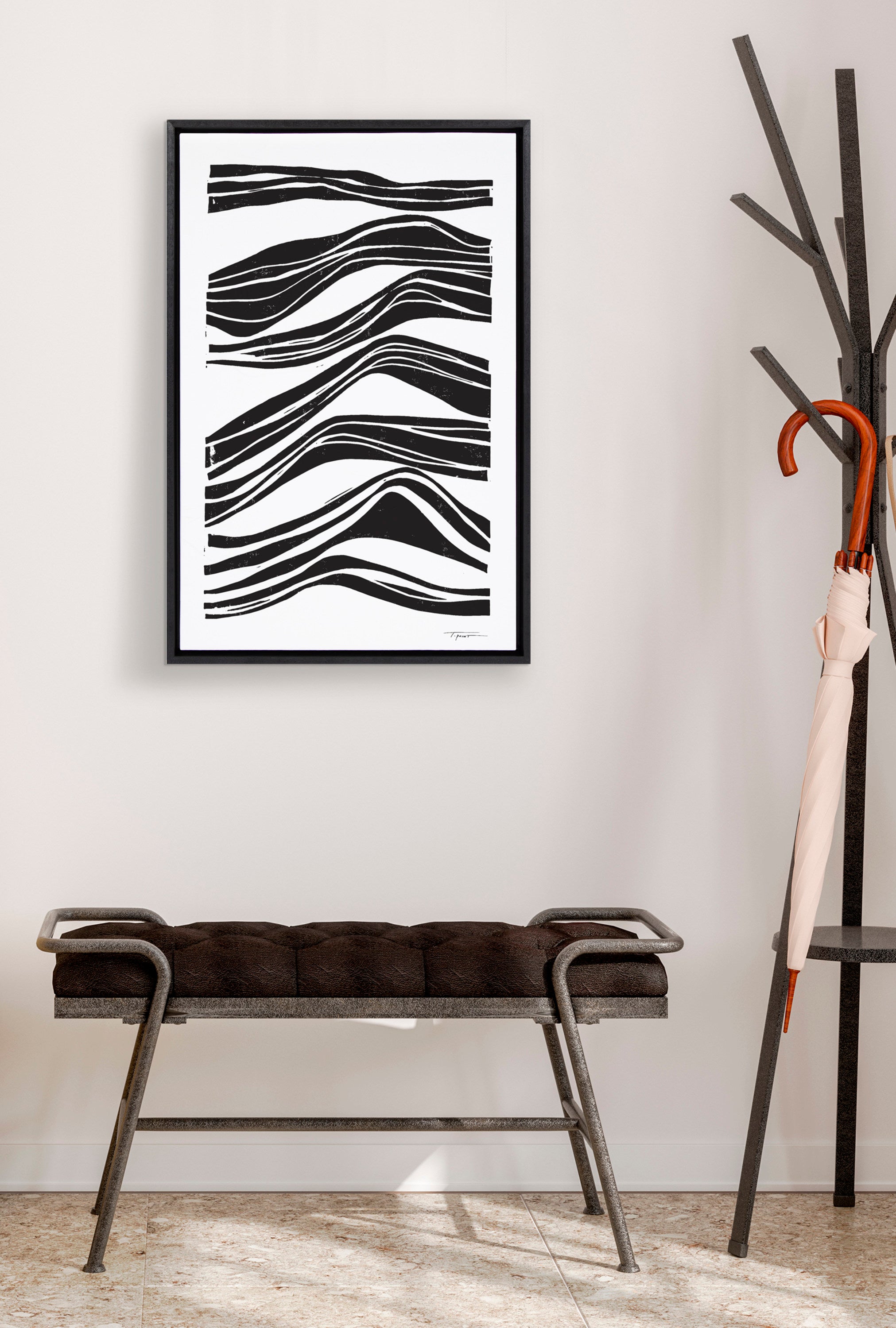Sylvie Abstract Waves Framed Canvas by Statement Goods