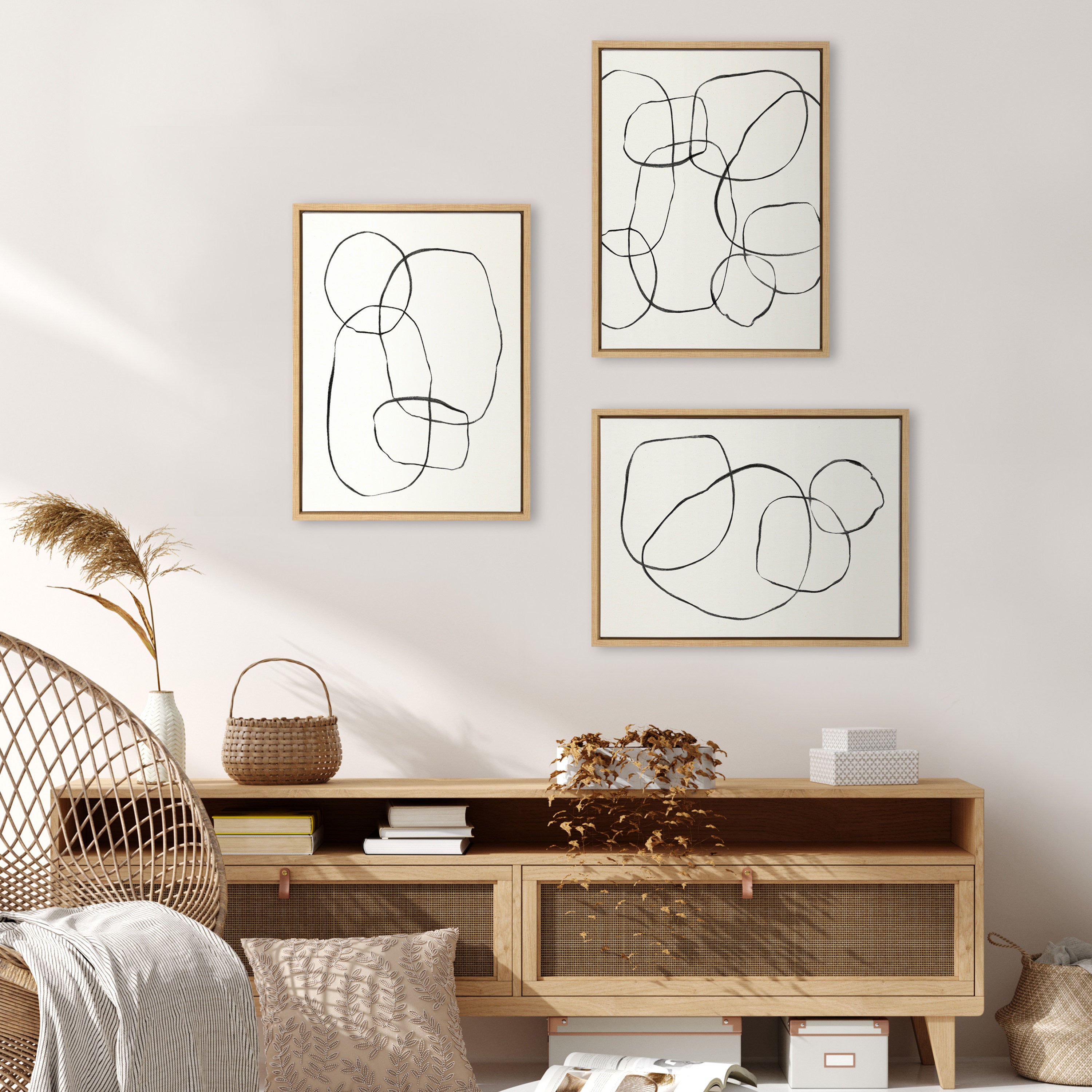 Sylvie 869 Going in Circles, Dancing Circles, and 871 Modern Circles Framed Canvas by Teju Reval of SnazzyHues