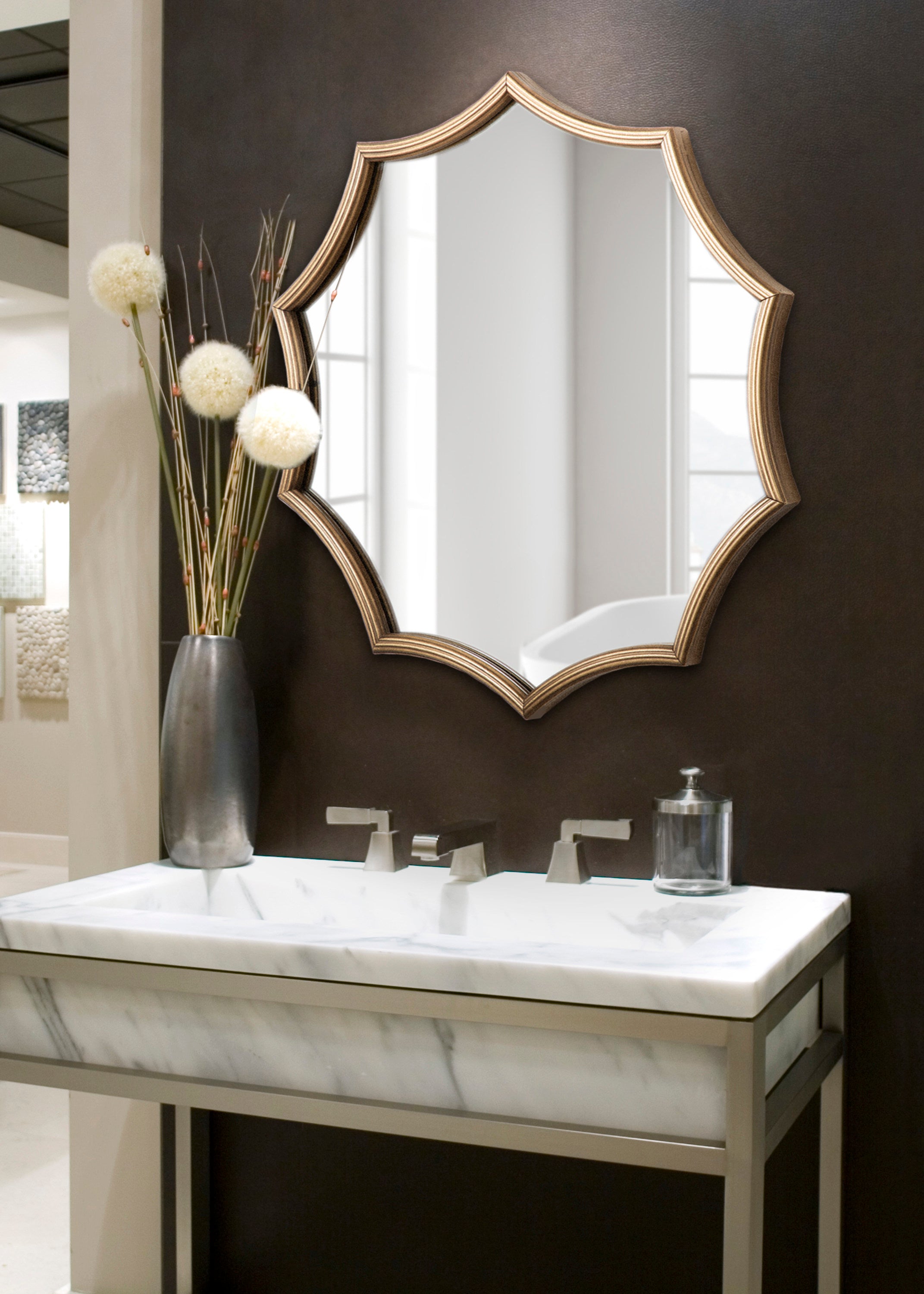 Lalina Scalloped Round Framed Accent Mirror