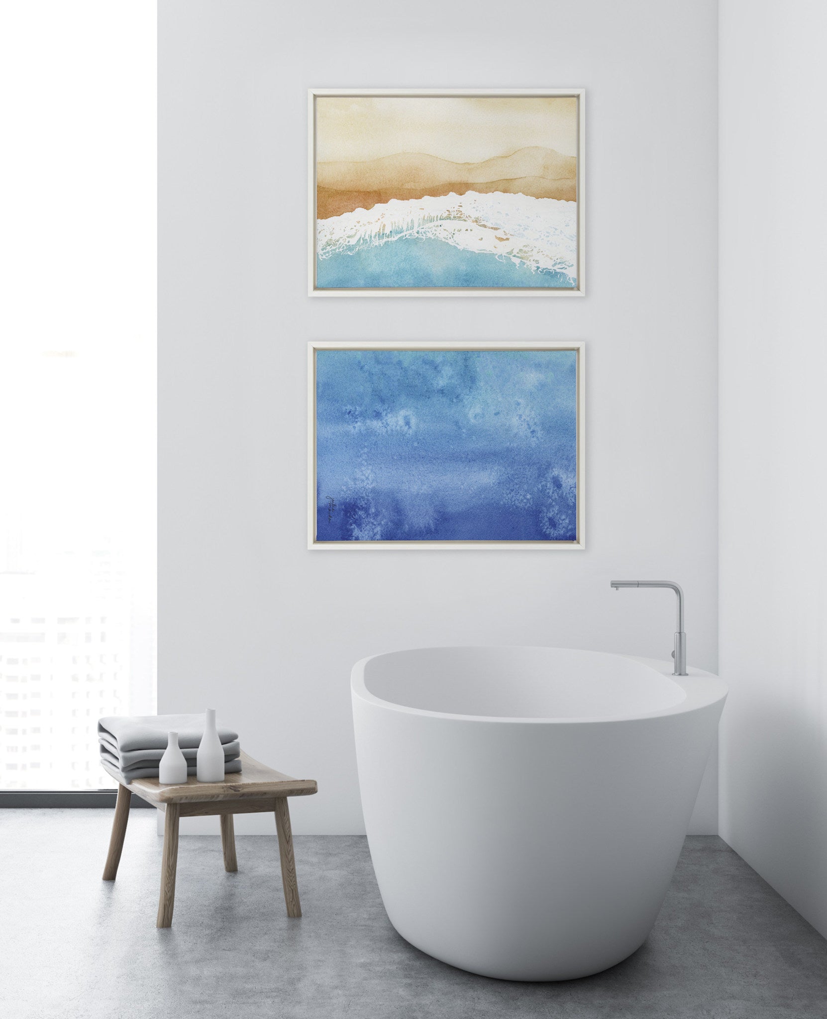 Sylvie Ocean Wake 1 and 2 Framed Canvas by Julie Maida