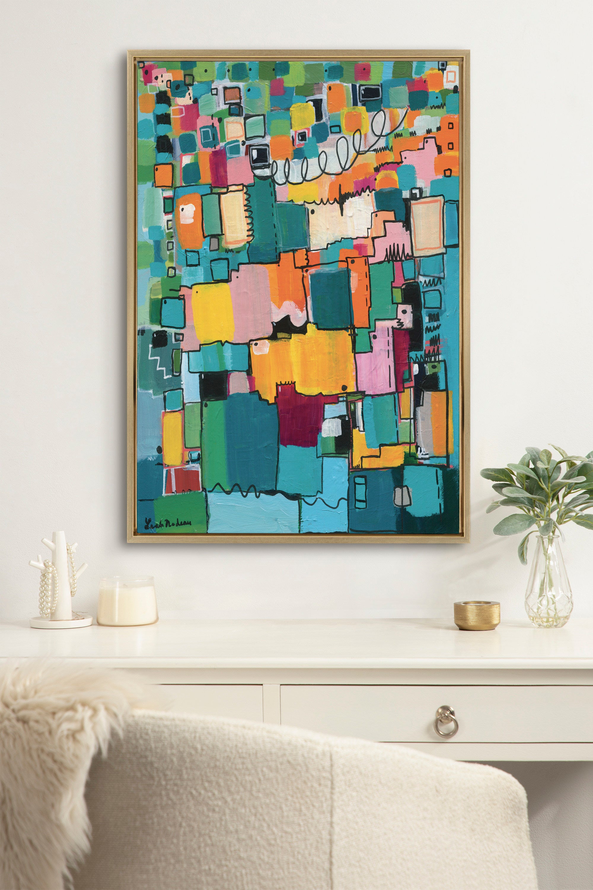Sylvie Afternoon Delight Framed Canvas by Leah Nadeau