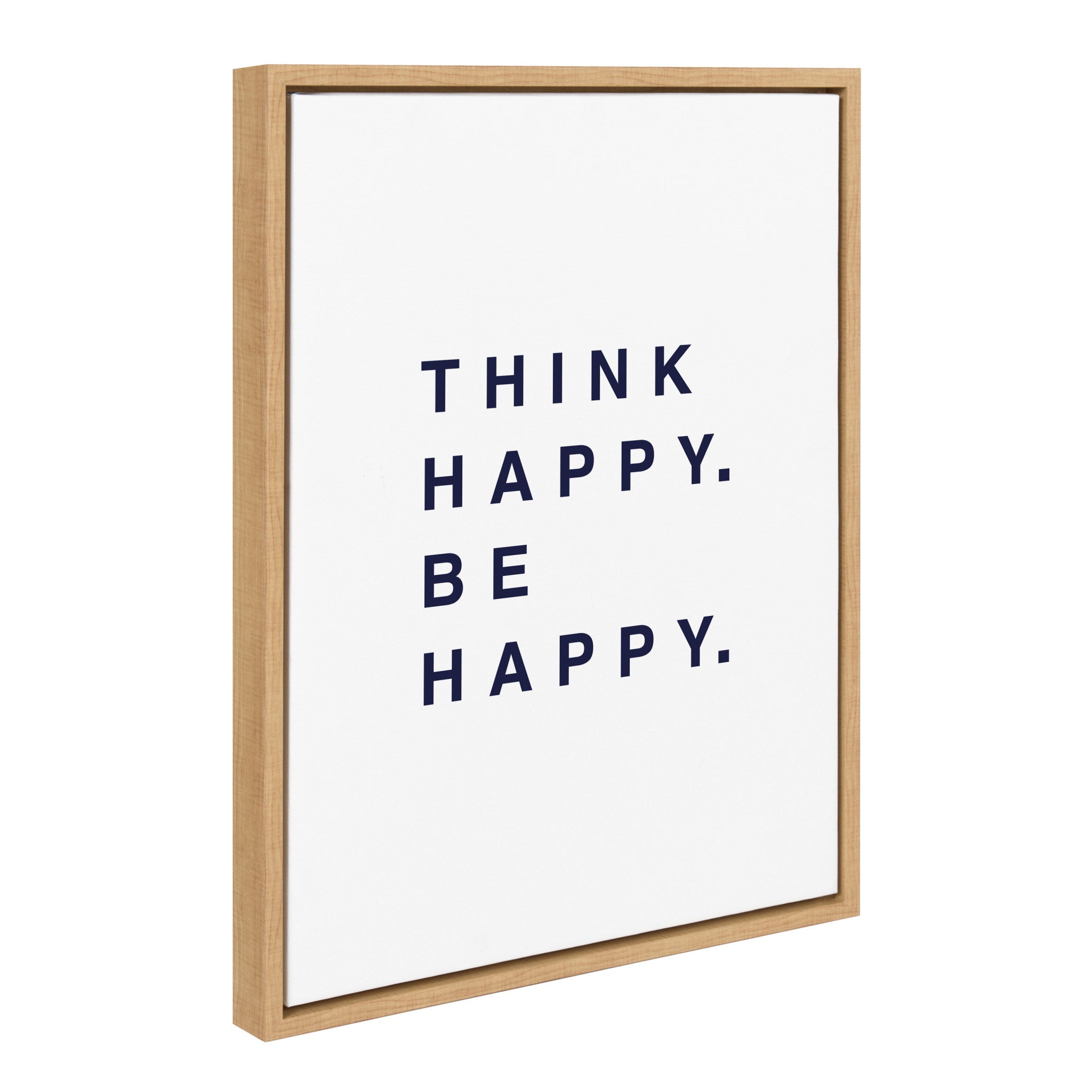 Sylvie Think Happy Be Happy Blue Framed Canvas by Maggie Price