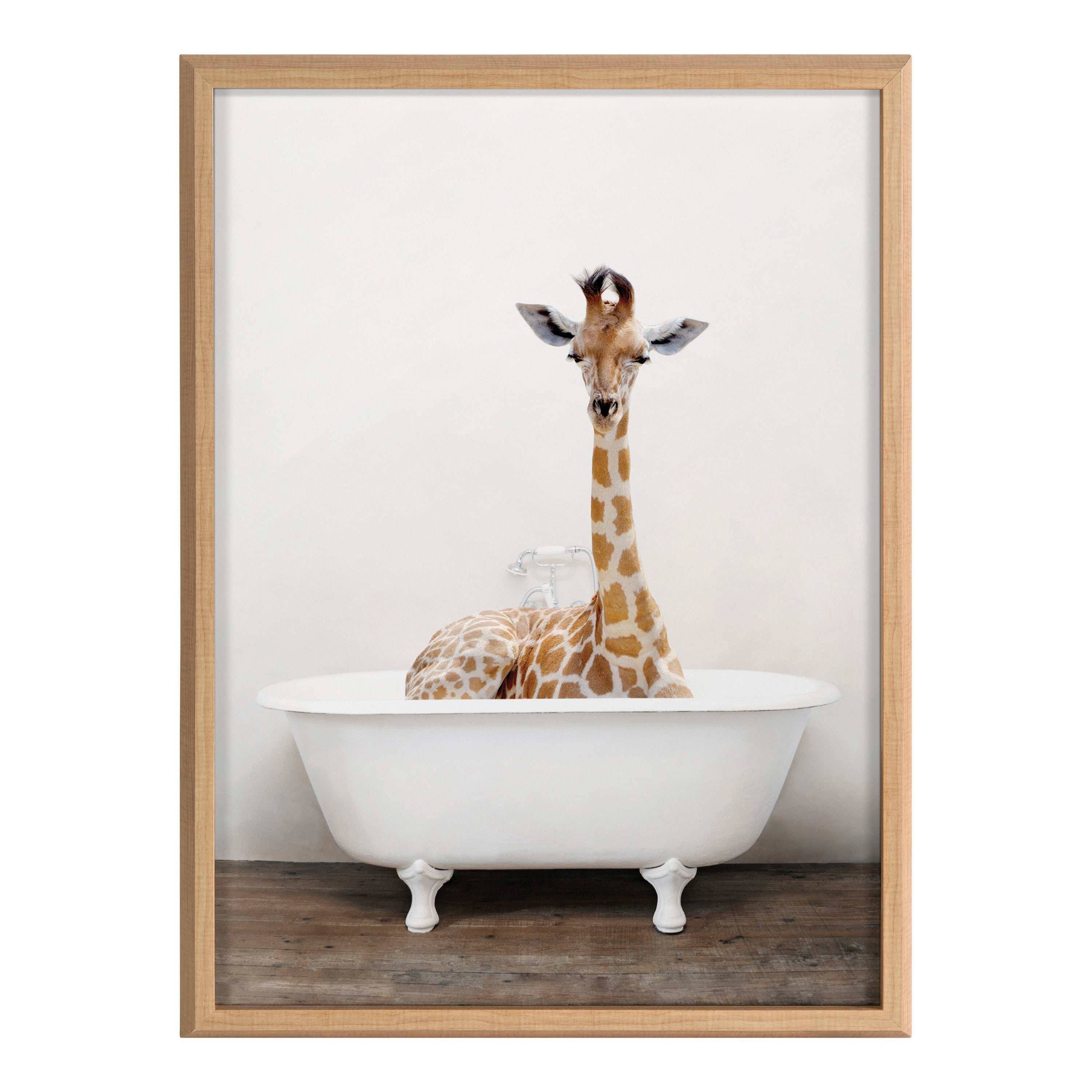 Blake Giraffe 2 in Tub Color Framed Printed Glass by Amy Peterson Art Studio