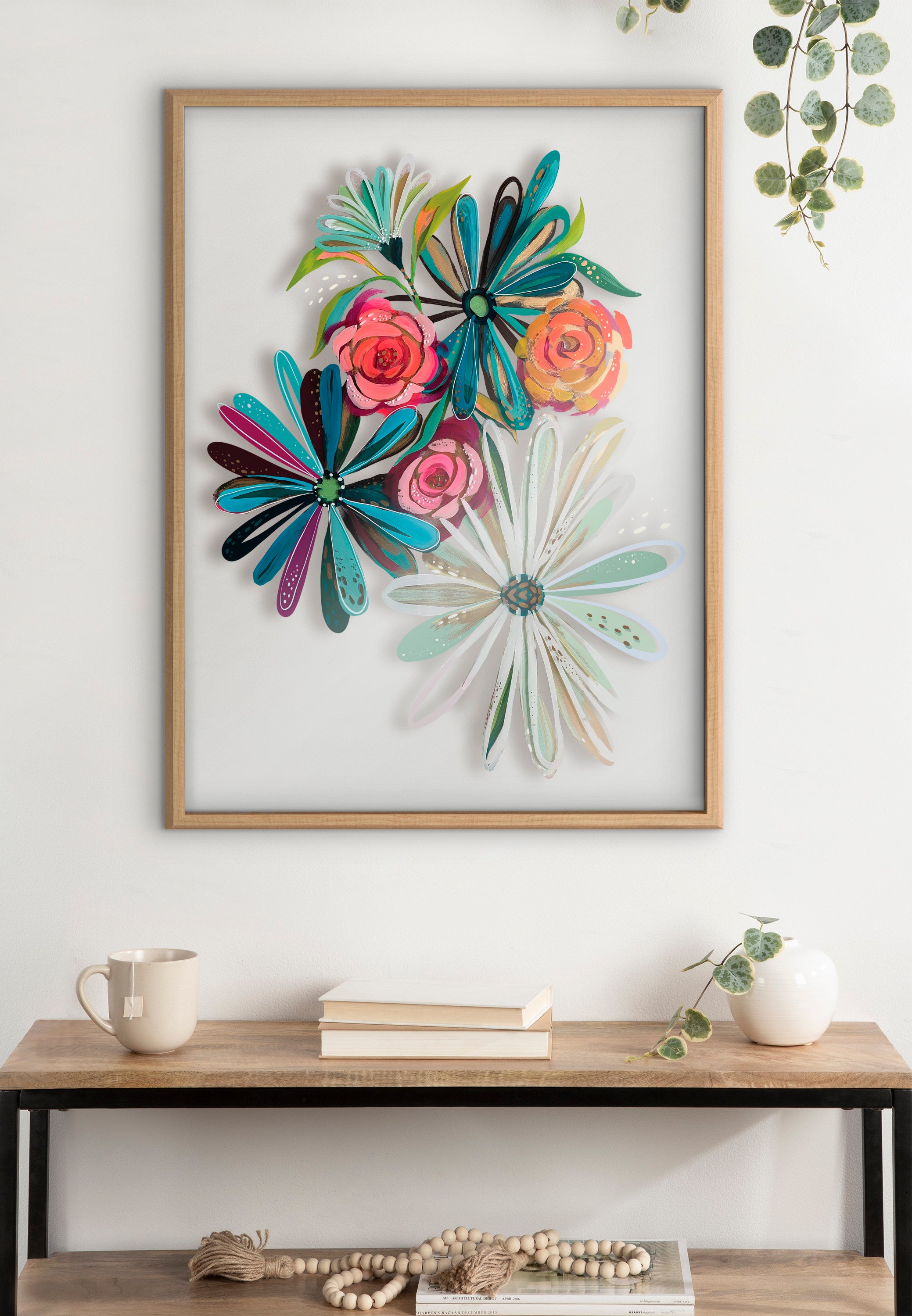 Blake Flowers on Glass 2 Whole Flowers Framed Printed Art by Jessi Raulet of Ettavee