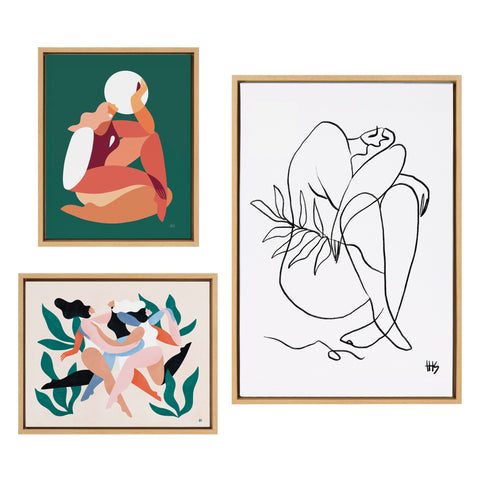 Sylvie Summer Lines Framed Canvas Set by Maggie Stephenson