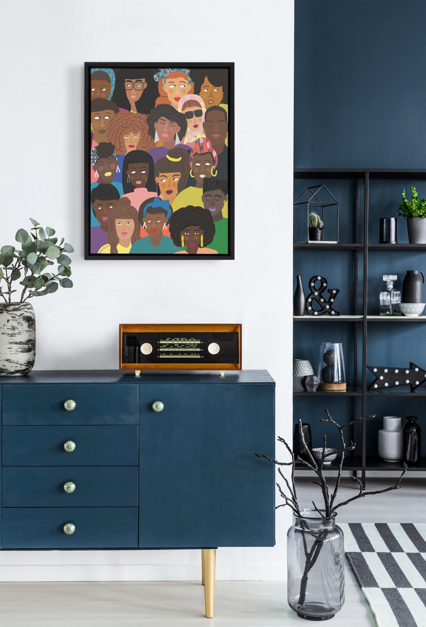 Sylvie Black People United Framed Canvas by Queenbe Monyei