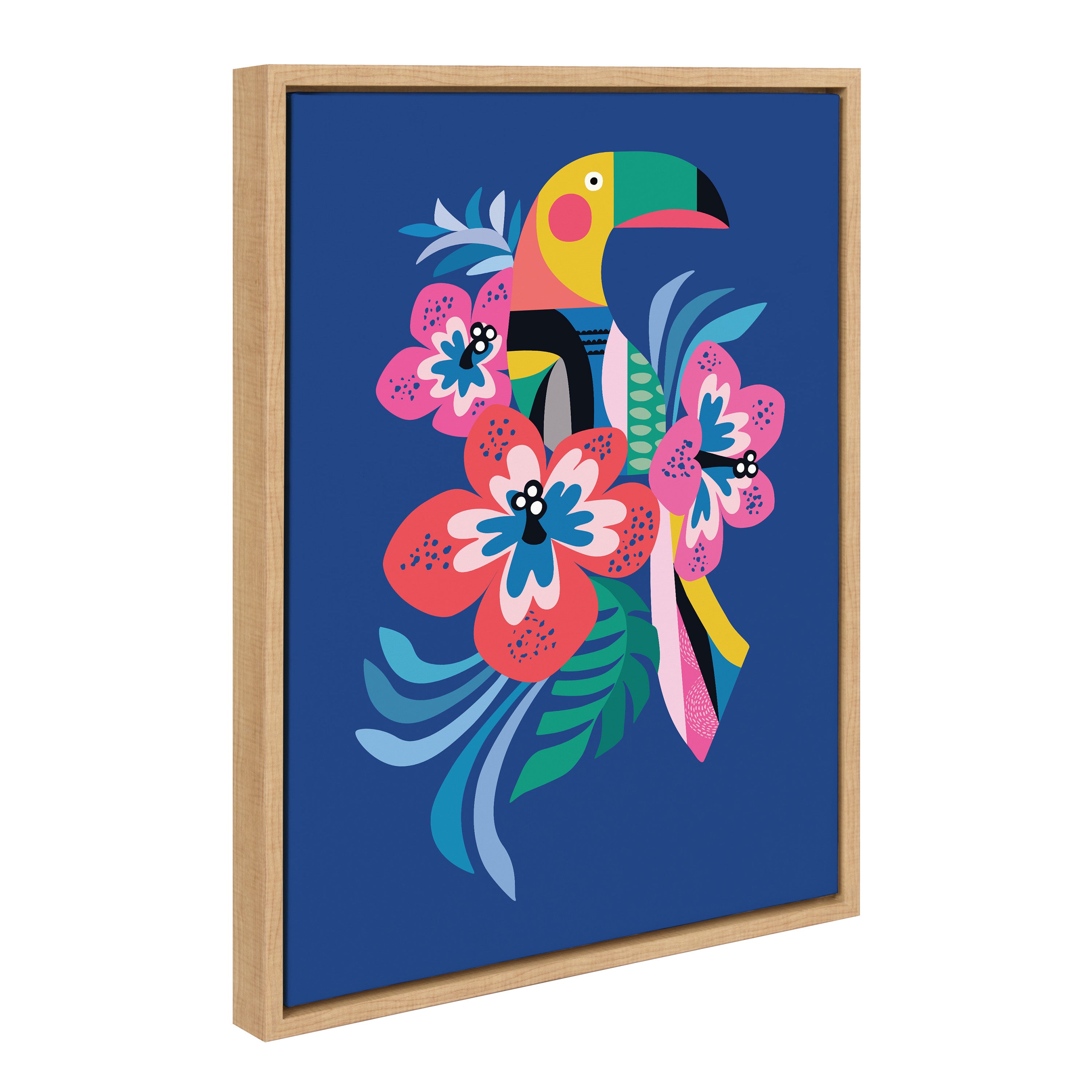 Sylvie Mid Century Modern Hibiscus Framed Canvas by Rachel Lee of My Dream Wall