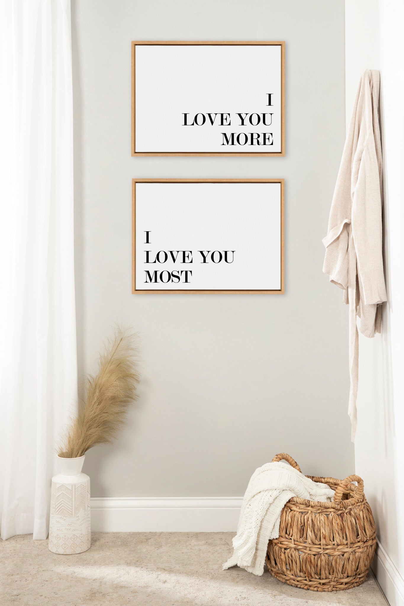 Sylvie I Love You More and I Love You Most Framed Canvas Art Set by Maggie Price of Hunt and Gather Goods