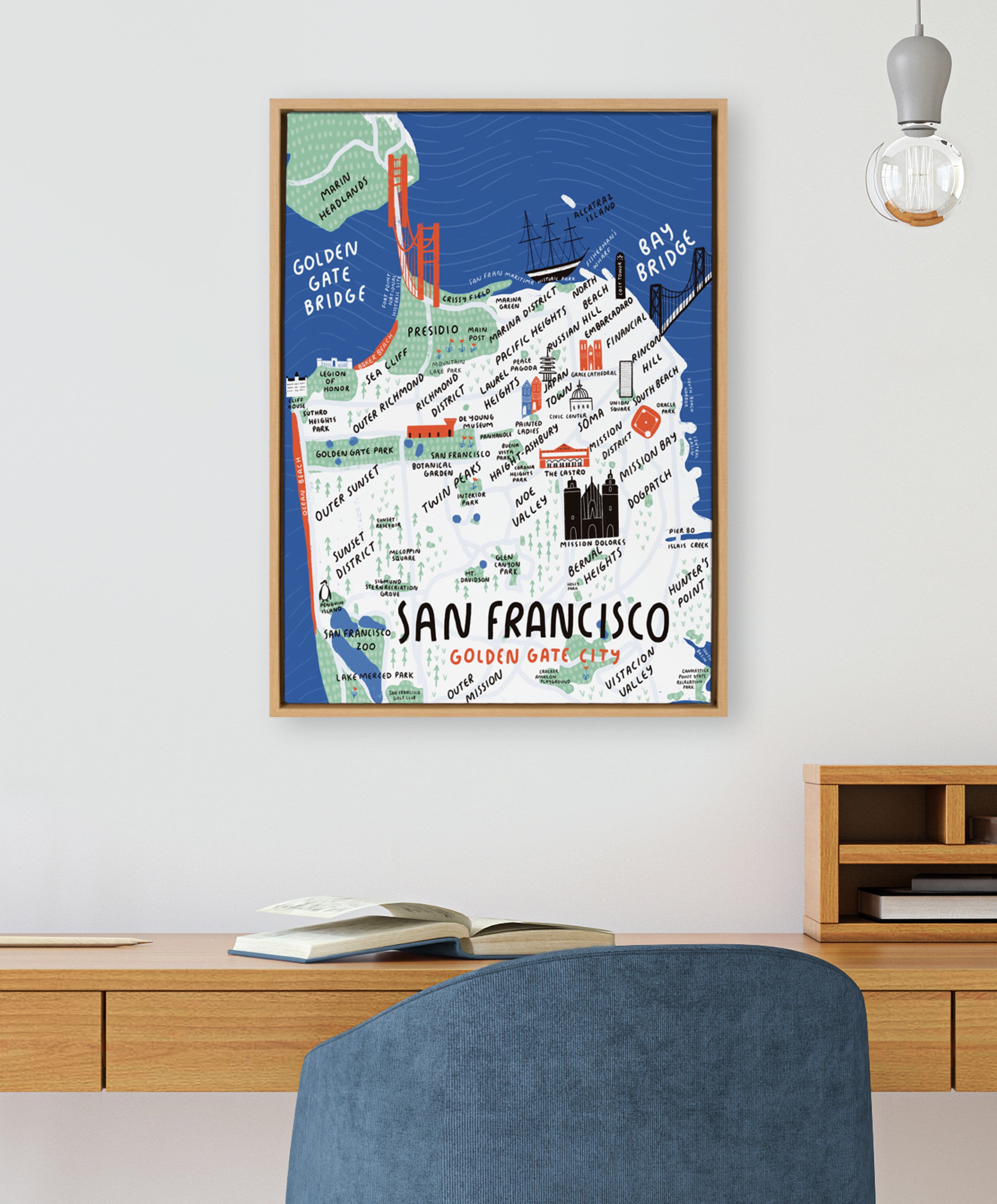 Sylvie San Francisco Illustration Framed Canvas by Stacie Bloomfield