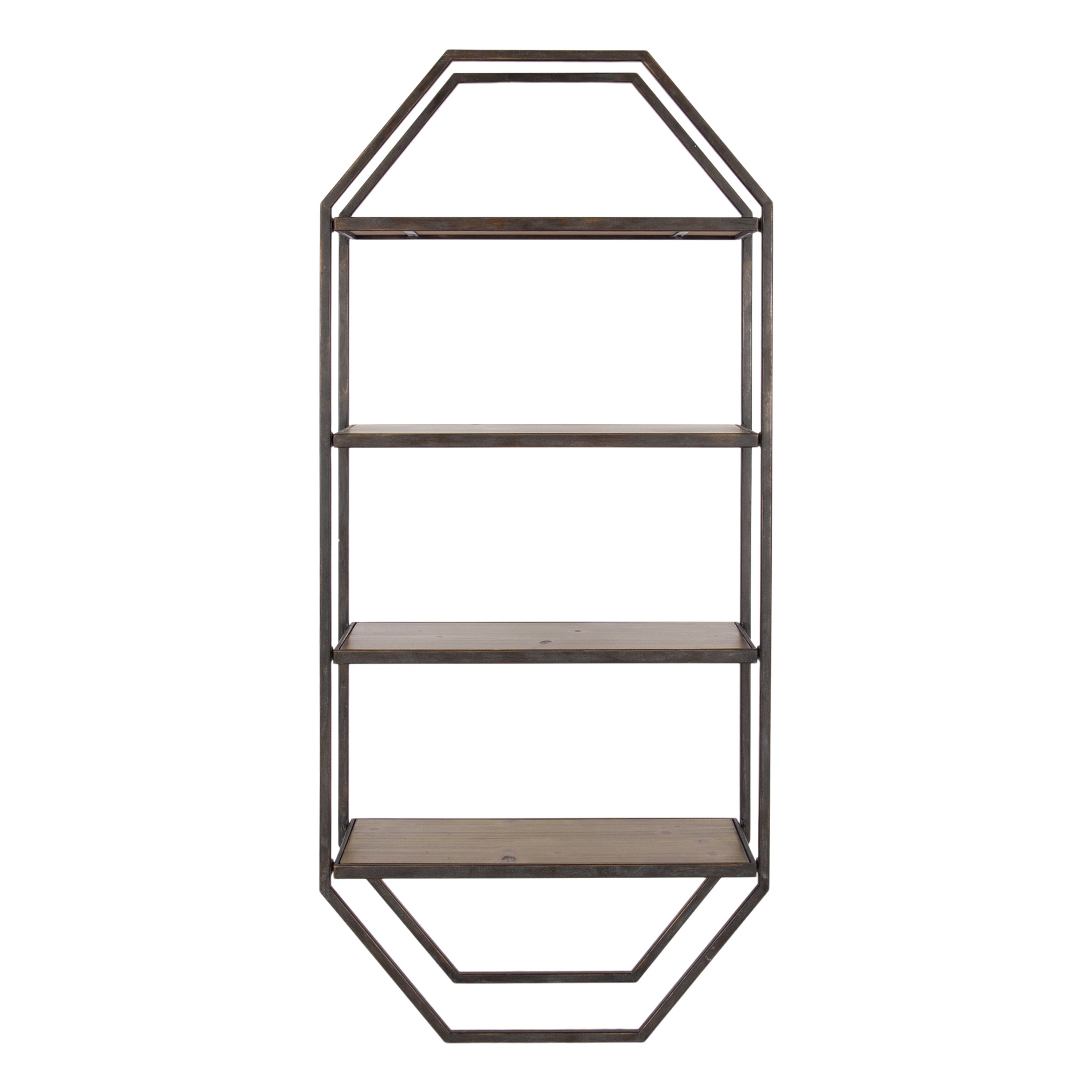 Adela Octagon Wood and Metal Shelf
