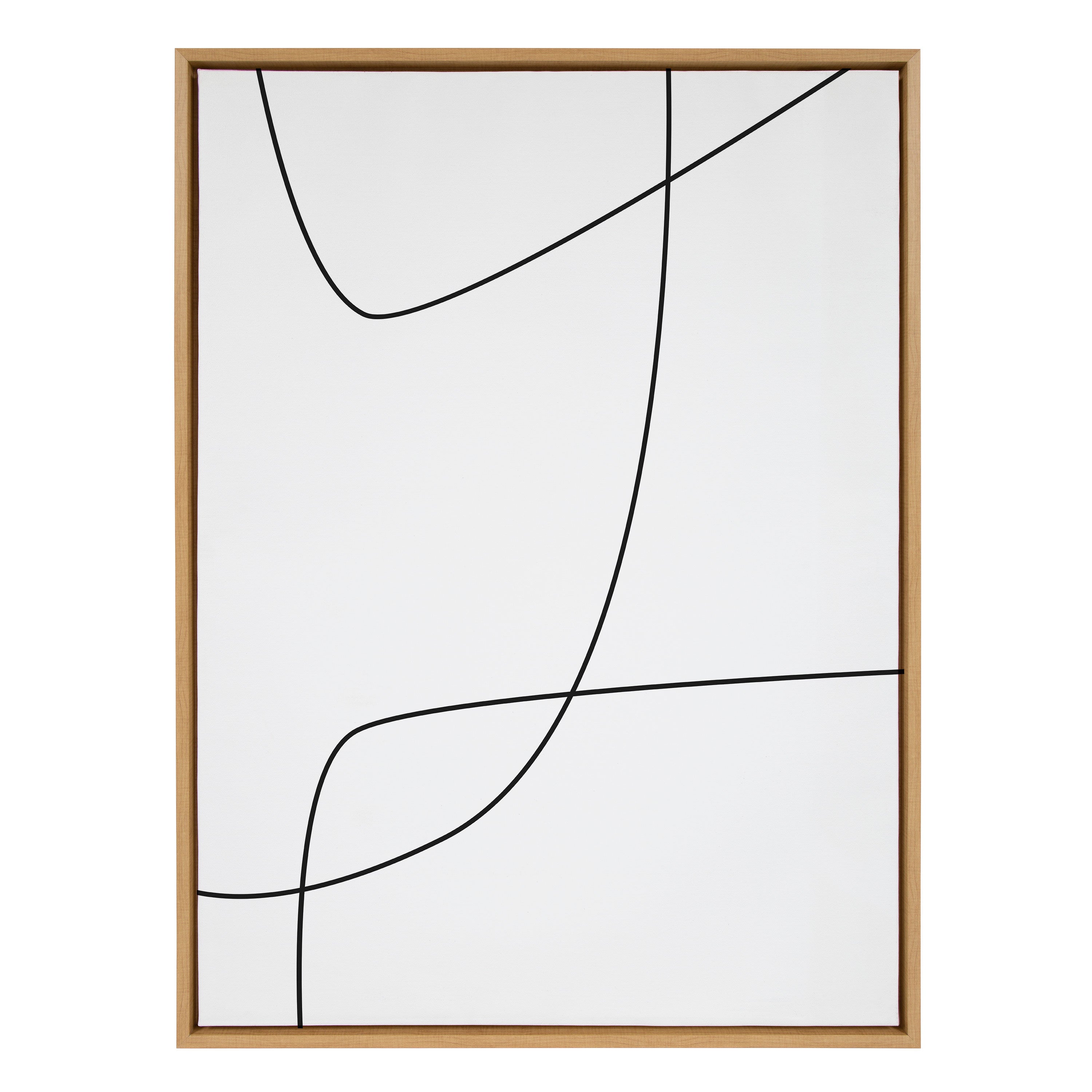 Sylvie Modern Line Abstract 3 BW Framed Canvas by The Creative Bunch Studio